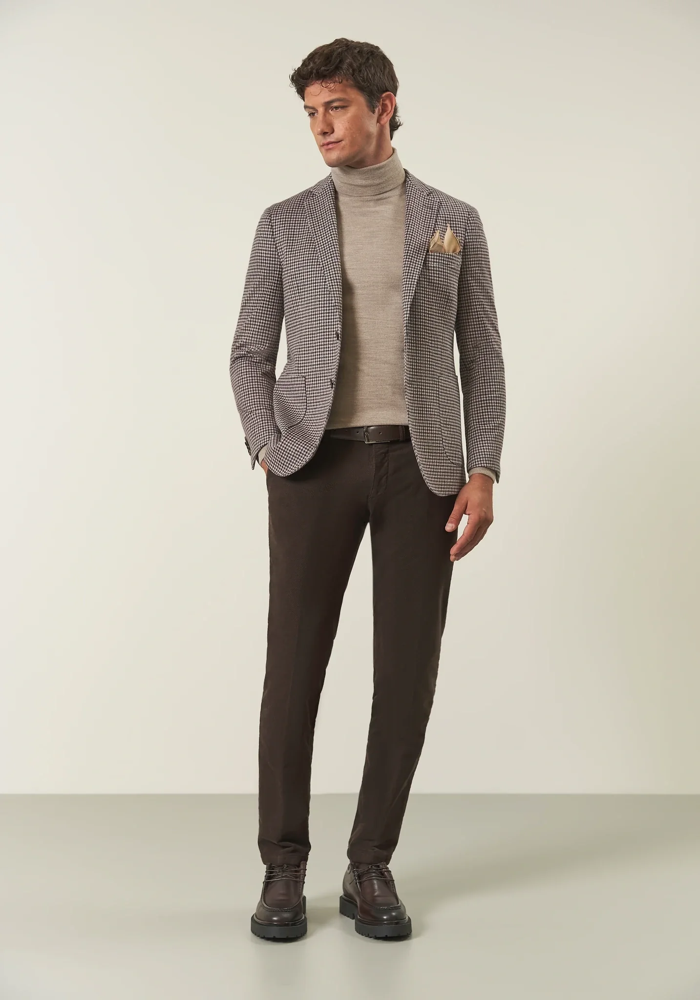 Giacca beige quadrettino jersey custom fit - Image 5