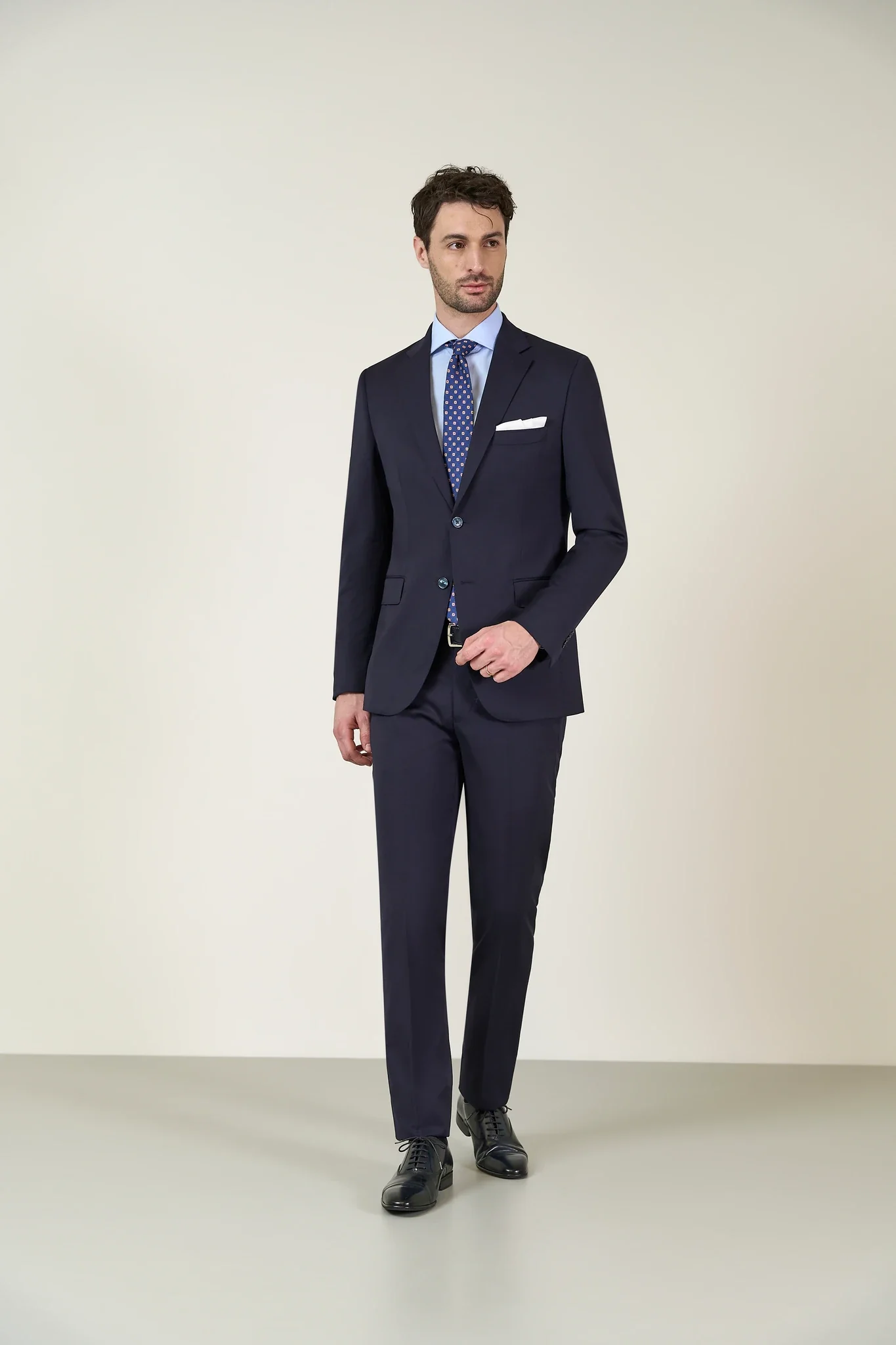 Giacca da abito blu sallia lana stretch custom fit - Image 4