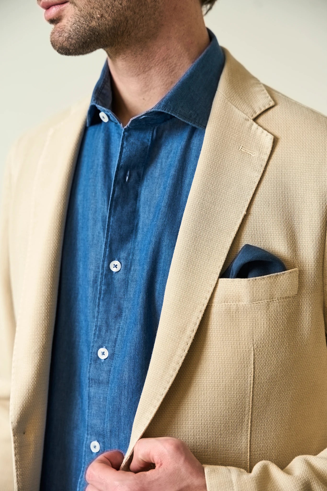 Giacca beige armatura cotone lino custom fit - Image 2