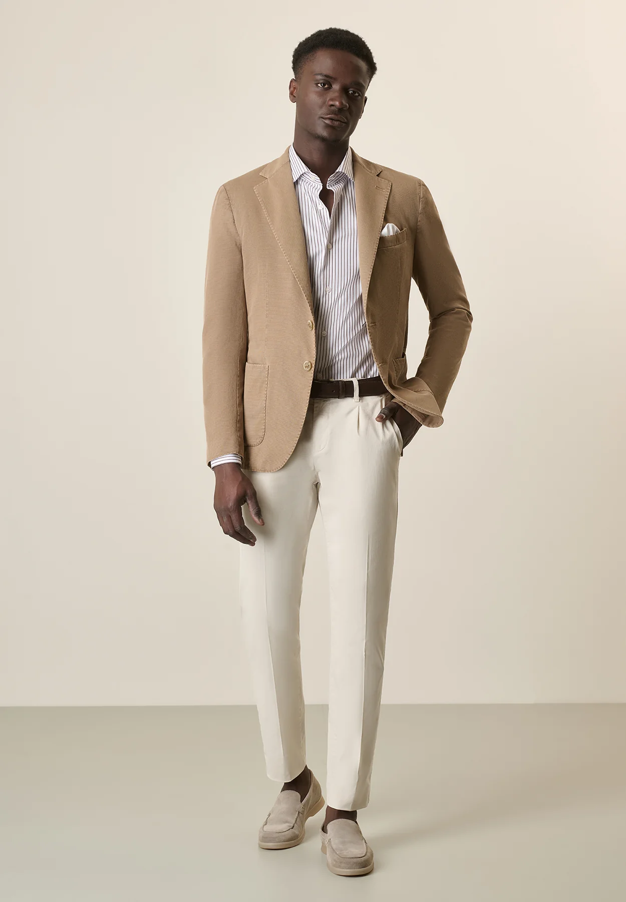 Giacca marrone cotone stretch armaturato regular fit - Image 3