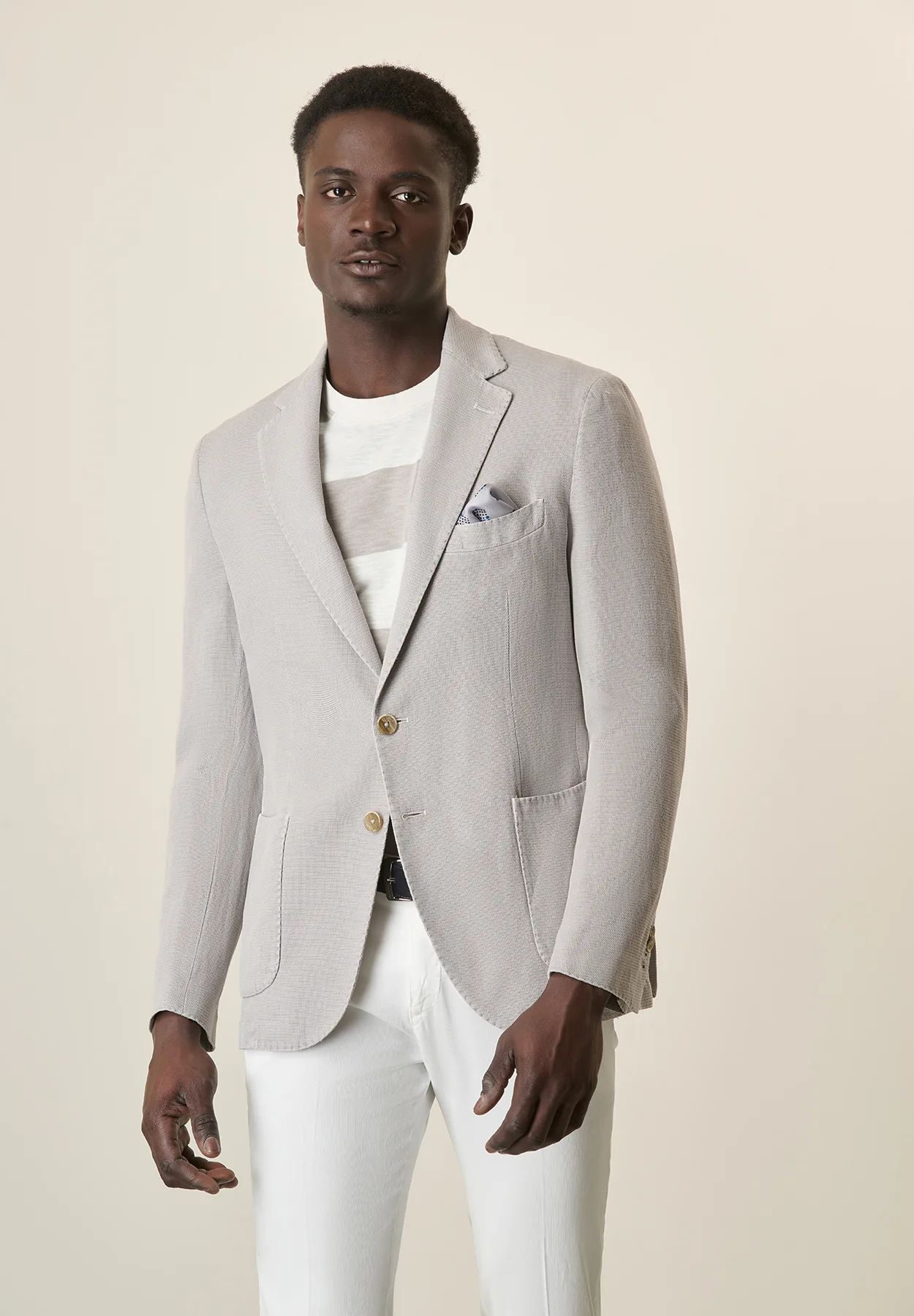 Giacca grigio chiaro cotone lino viscosa regular fit