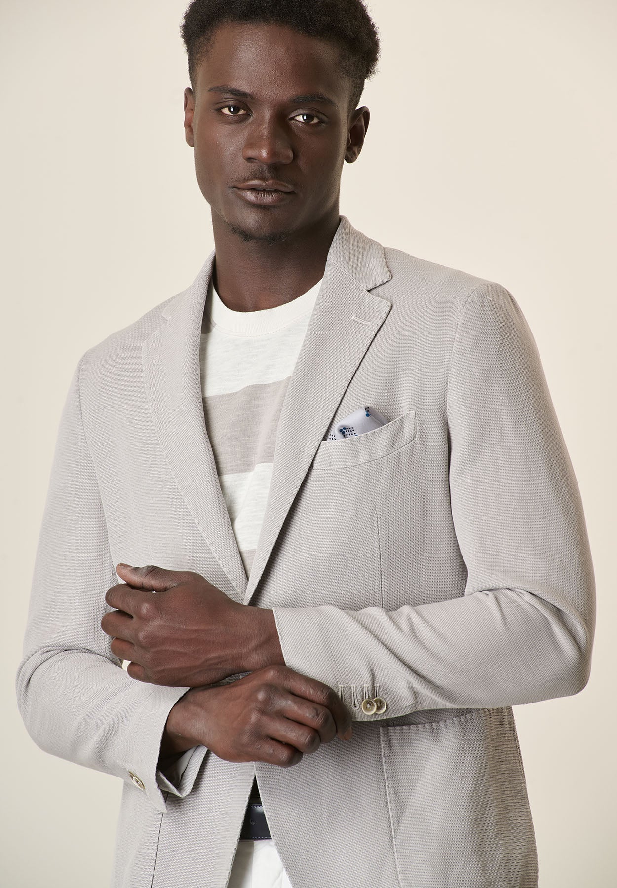 Giacca grigio chiaro cotone lino viscosa regular fit - Image 2