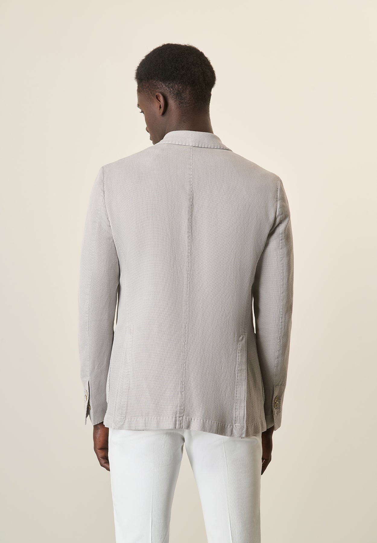 Giacca grigio chiaro cotone lino viscosa regular fit - Image 3
