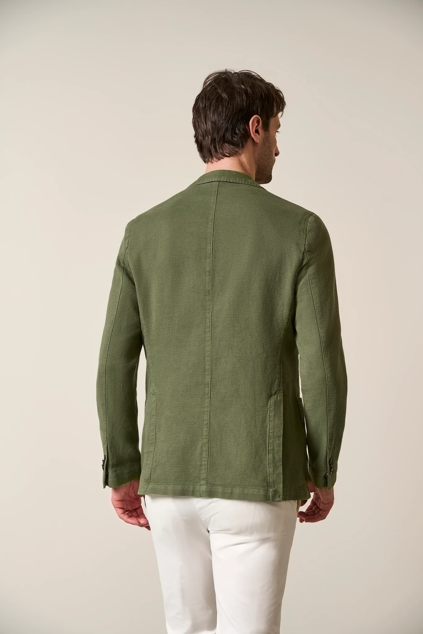 Giacca verde armatura cotone lino custom fit - Image 3