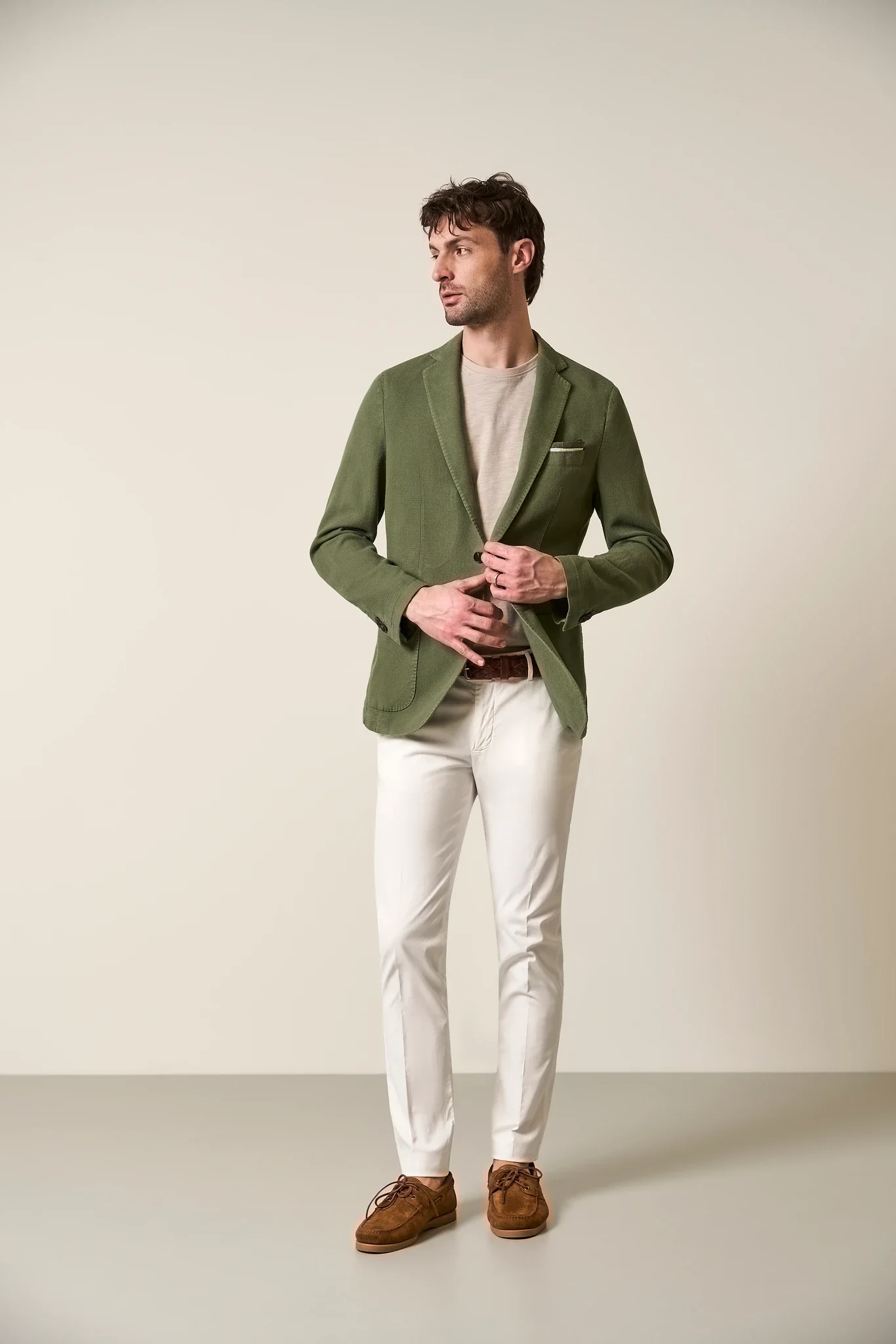 Giacca verde armatura cotone lino custom fit - Image 4