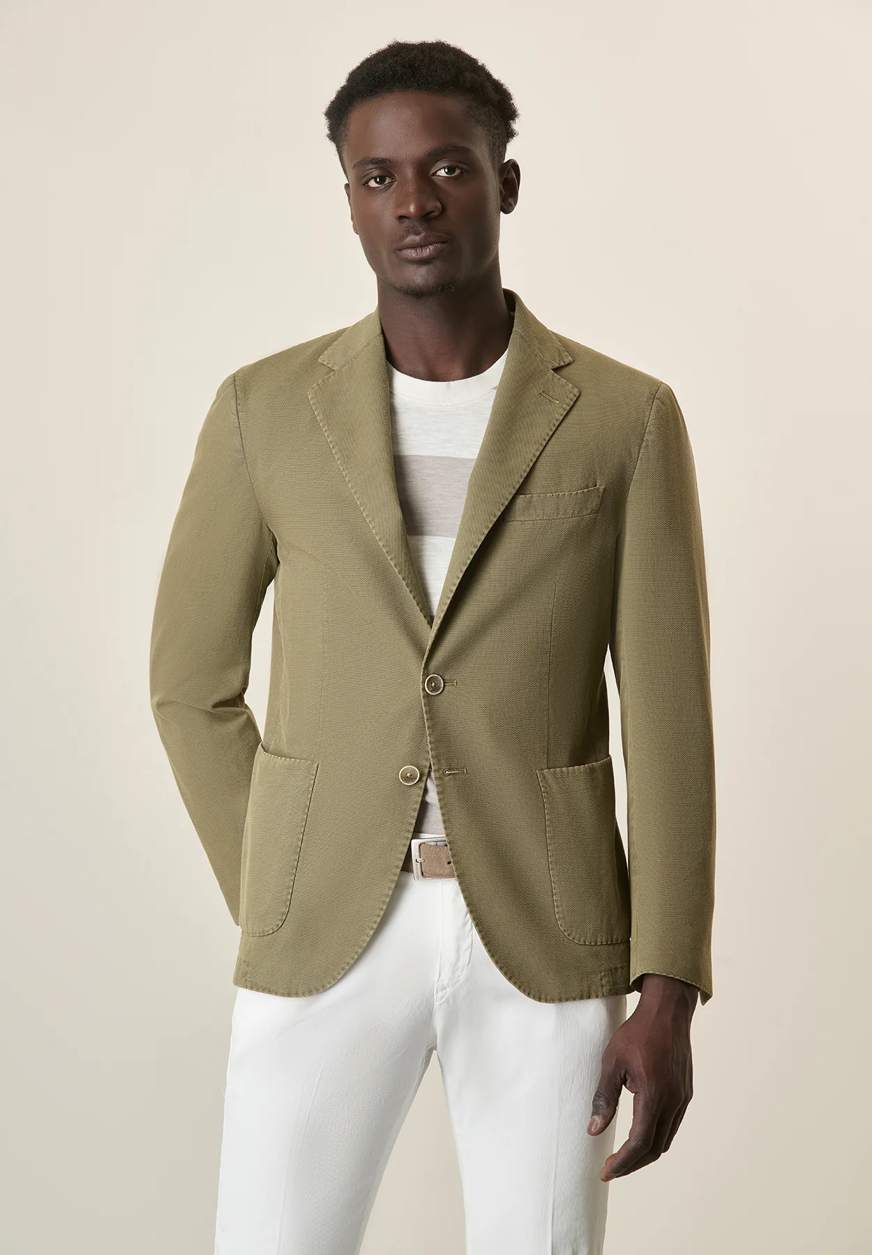 Giacca verde cotone stretch armaturato regular fit
