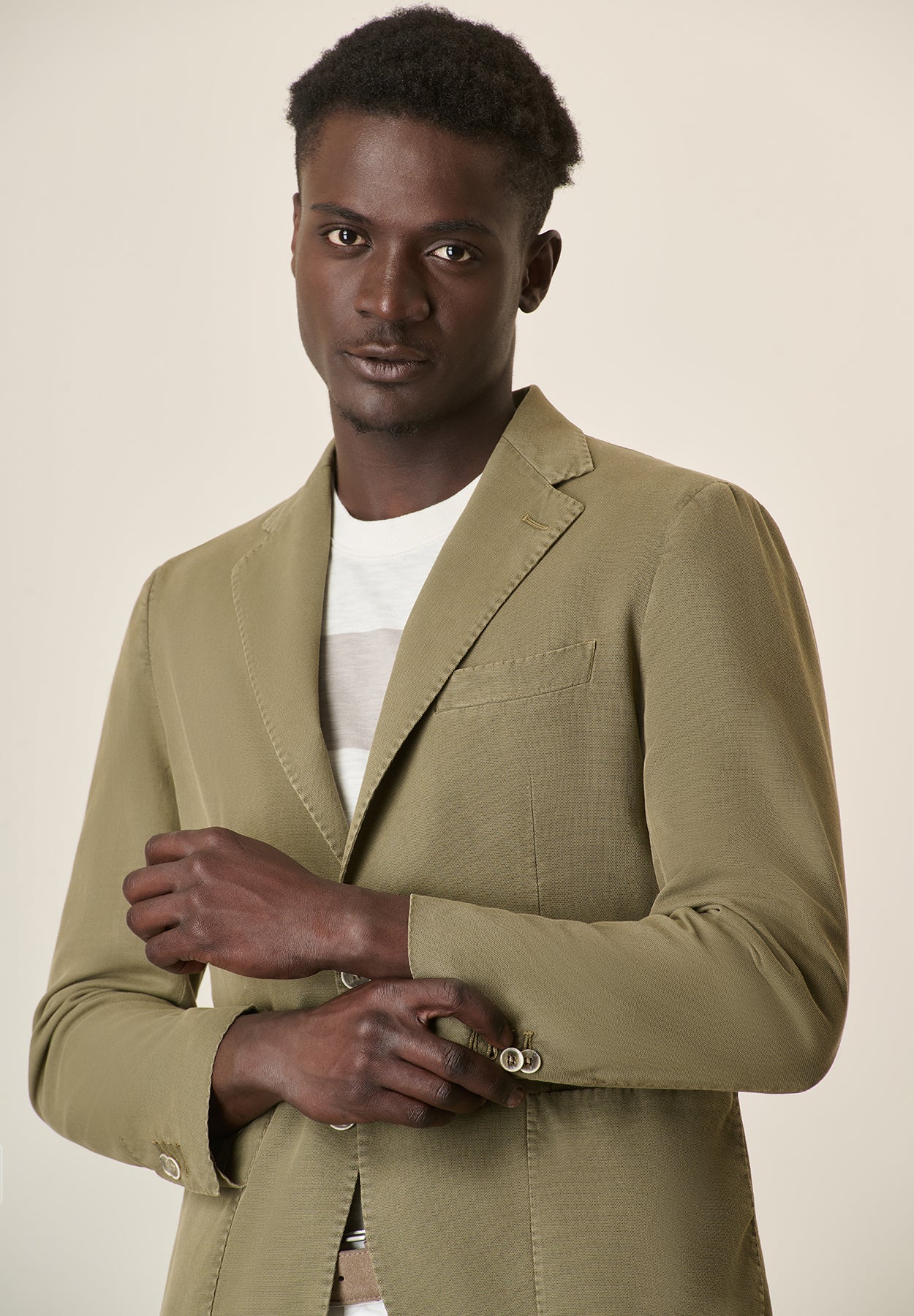 Giacca verde cotone stretch armaturato regular fit - Image 2
