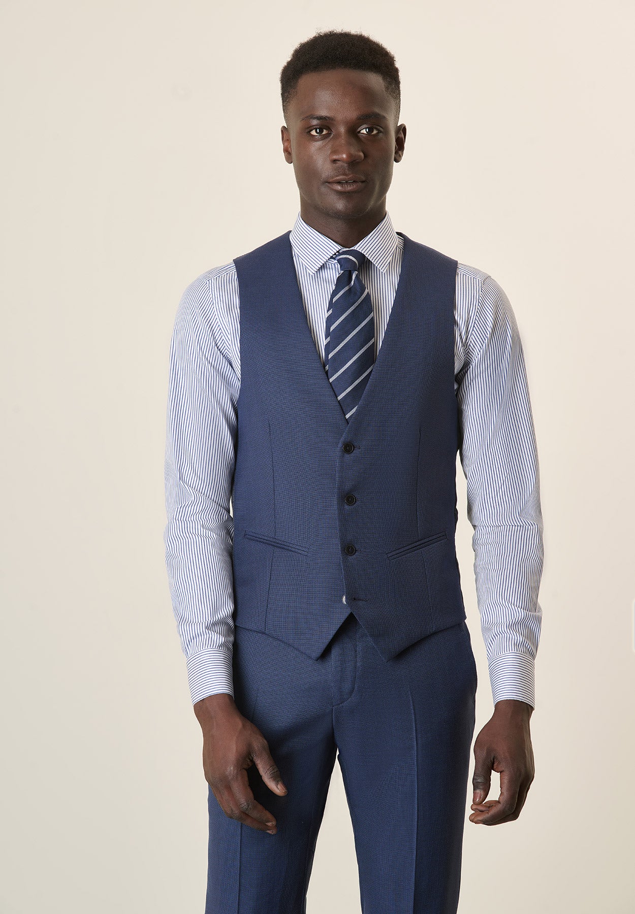 Gilet blu armaturato lana vergine
