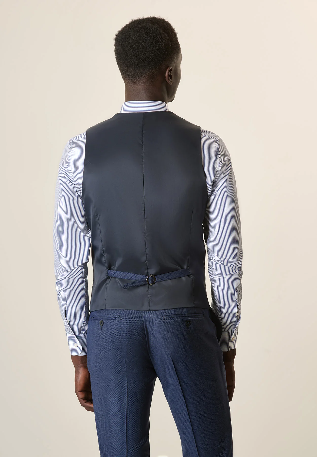 Gilet blu armaturato lana vergine - Image 3