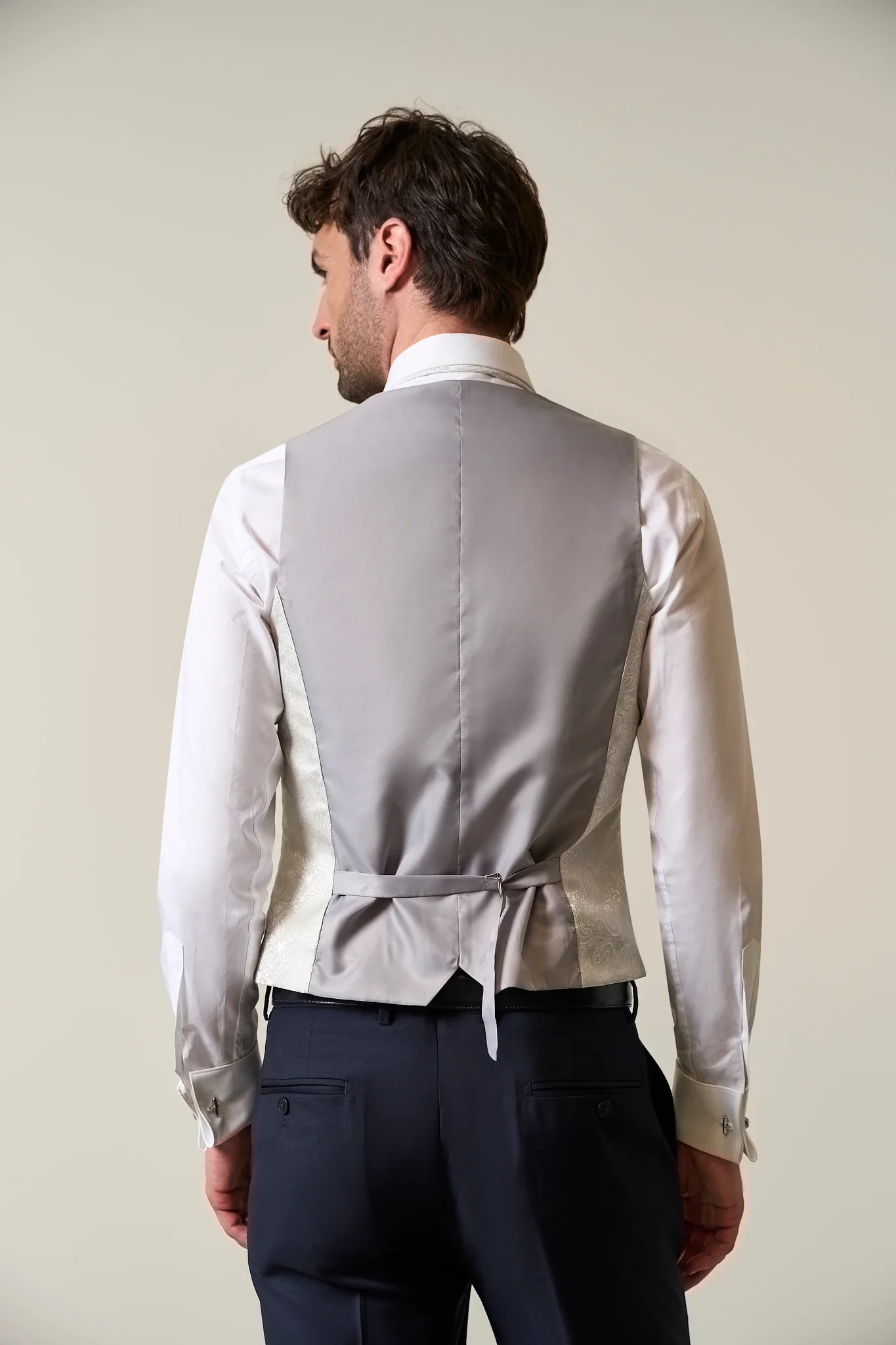Gilet perla doppiopetto damascato - Image 3