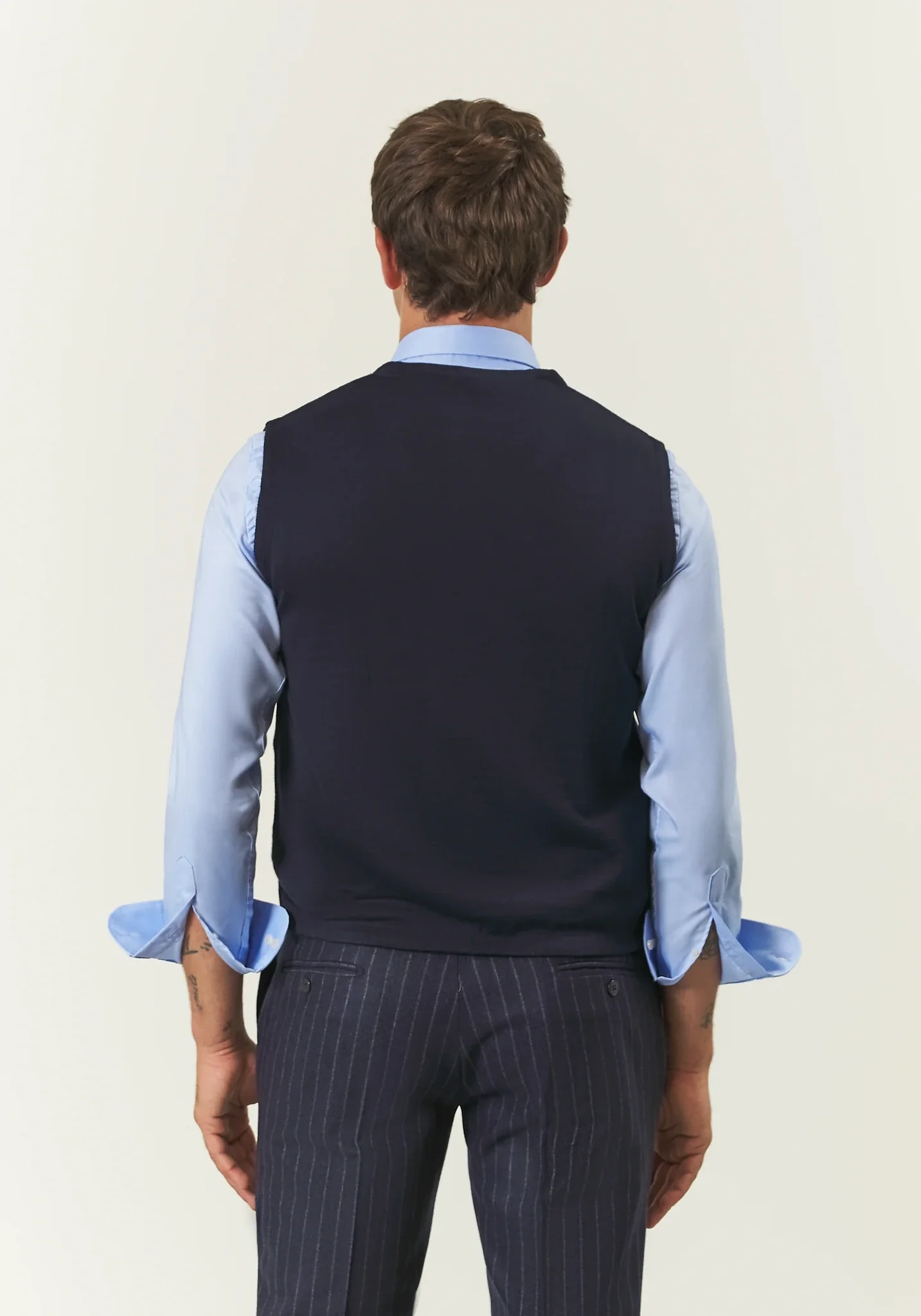 Gilet blu doppiopetto misto lana - Image 3