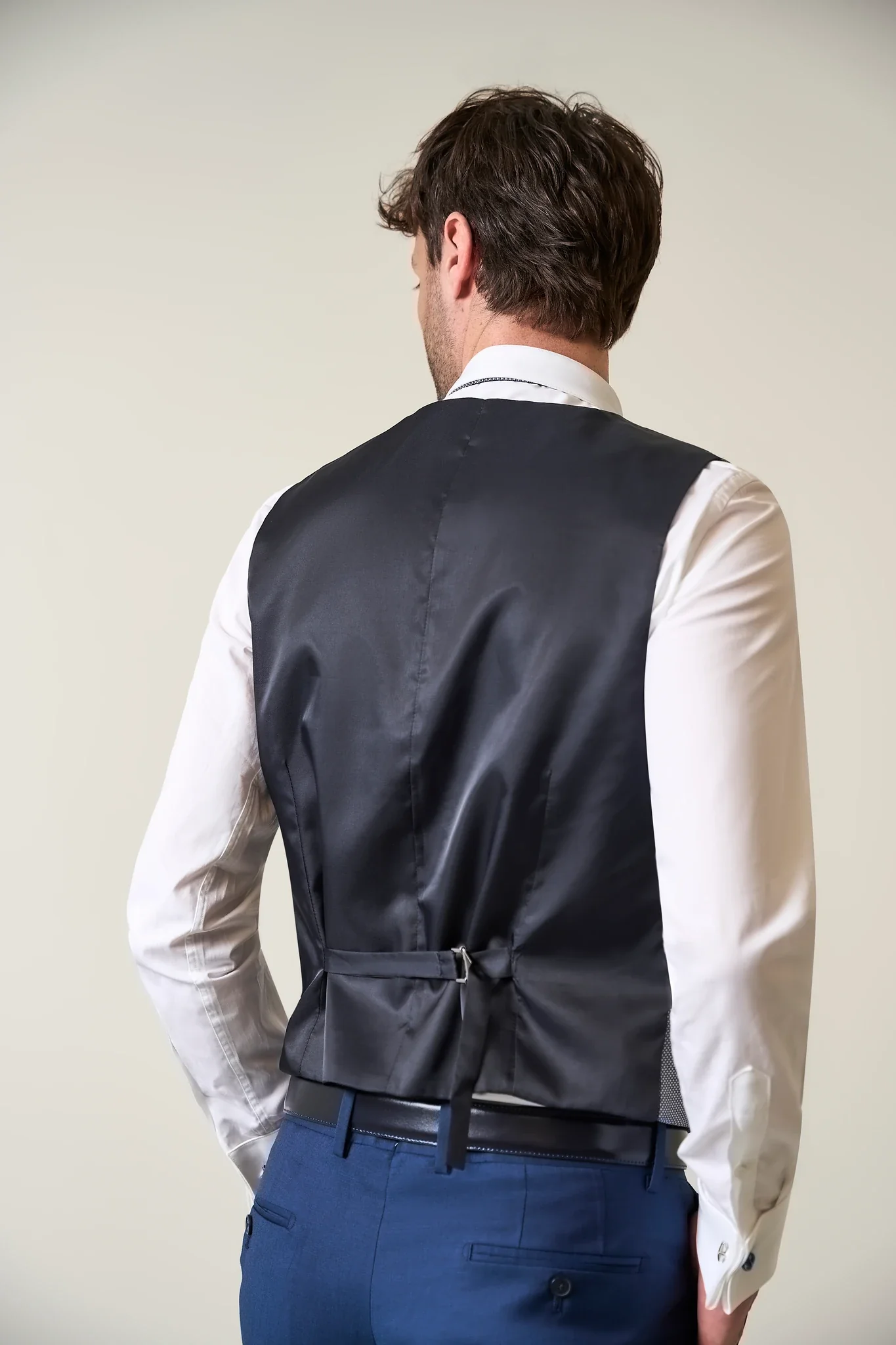 Gilet blu cerimonia microdisegno perla - Image 5