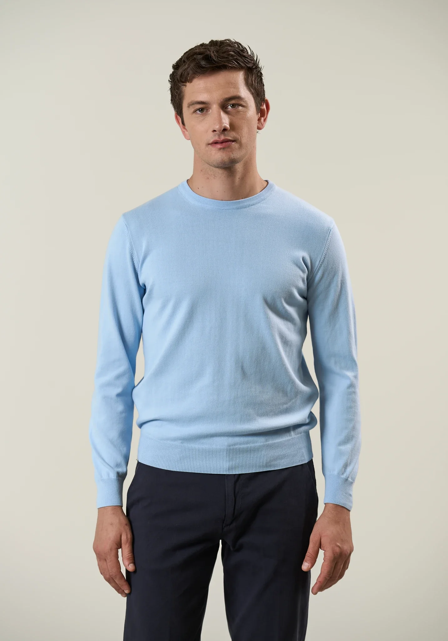 Maglia girocollo cotone azzurro - Image 3