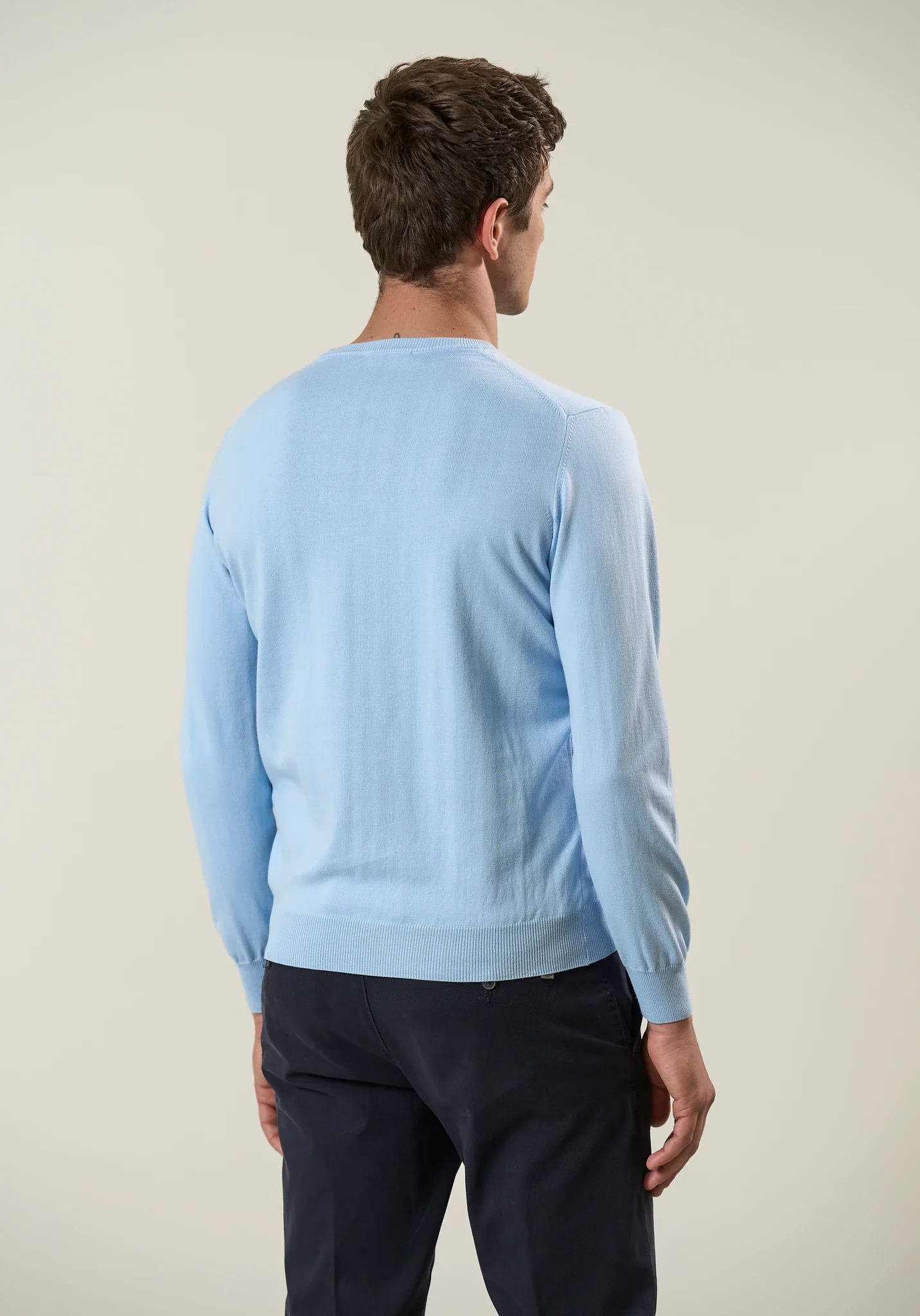 Maglia girocollo cotone azzurro - Image 4