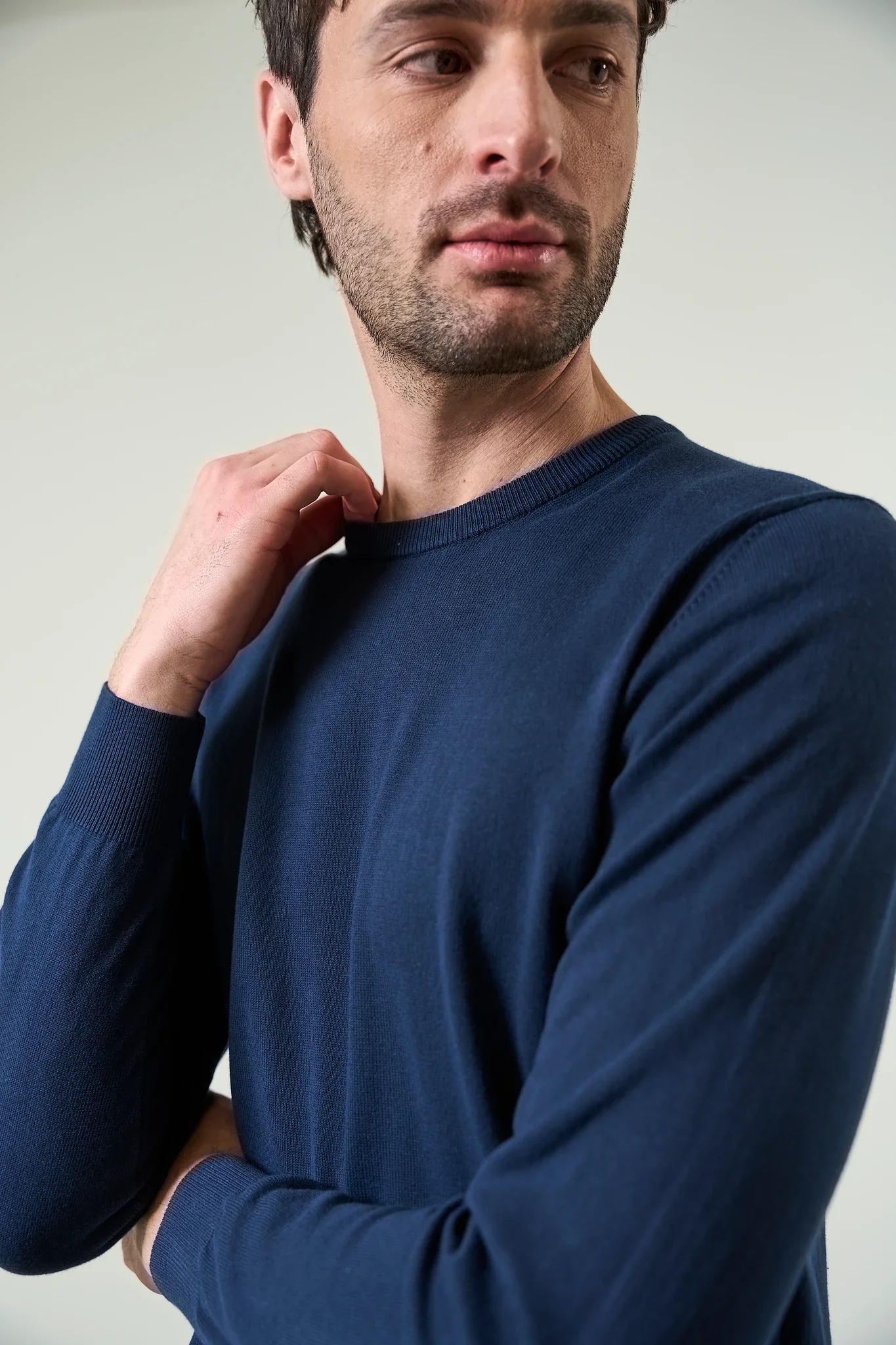 Maglia girocollo cotone blu - Image 2