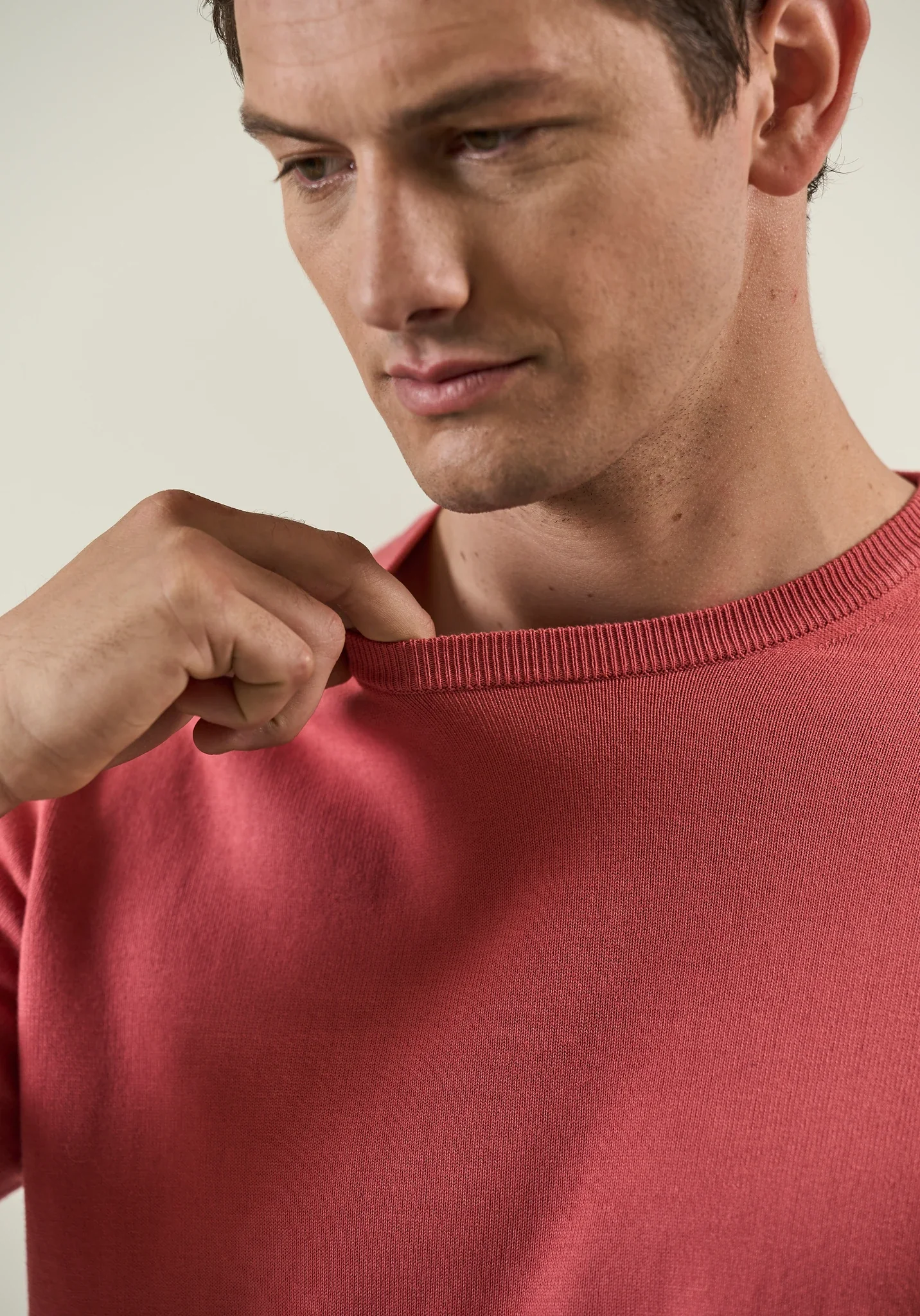 Maglia girocollo cotone corallo