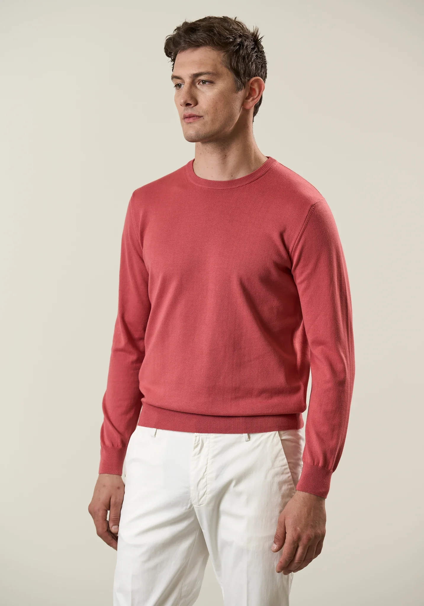 Maglia girocollo cotone corallo - Image 2