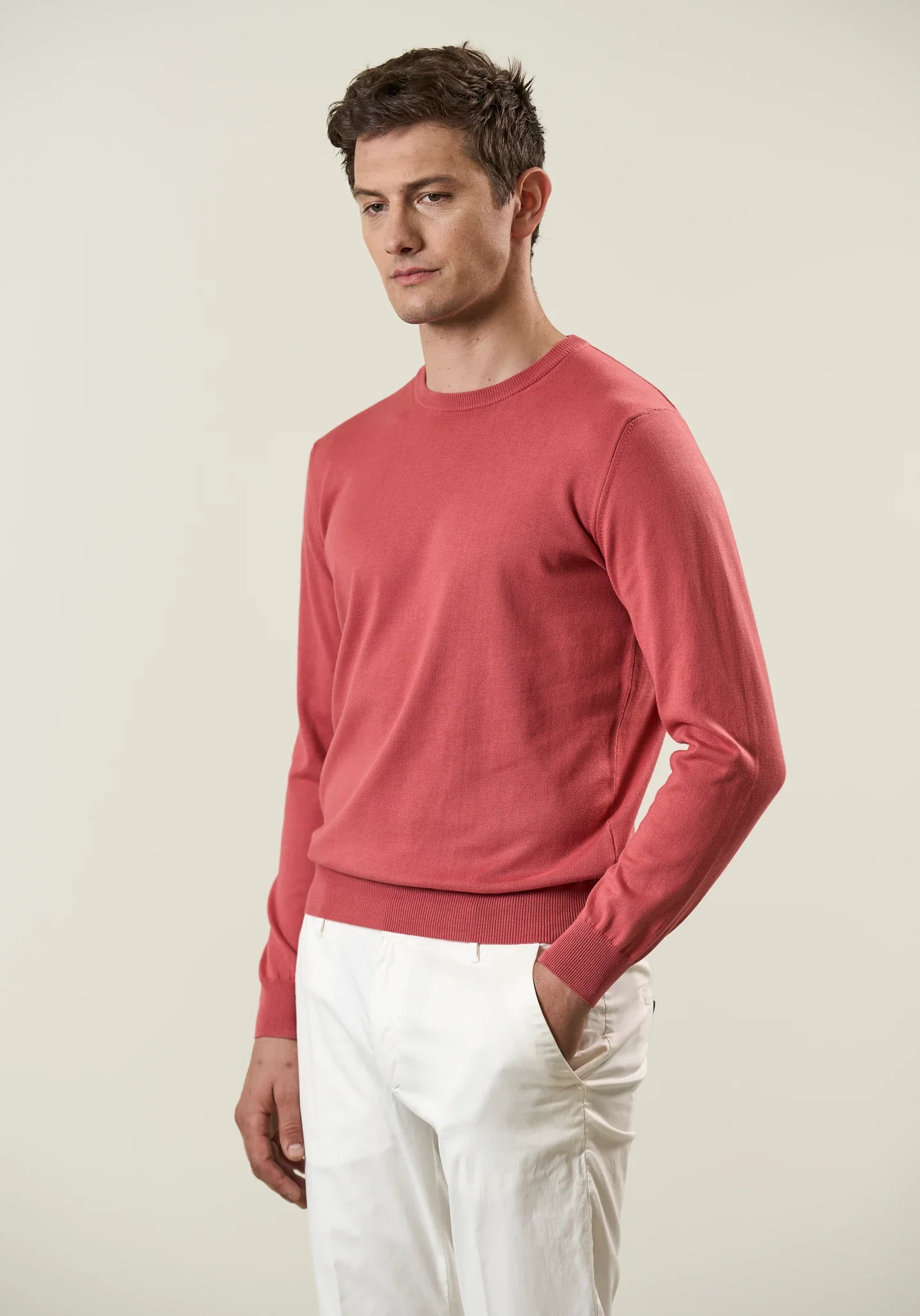 Maglia girocollo cotone corallo - Image 3