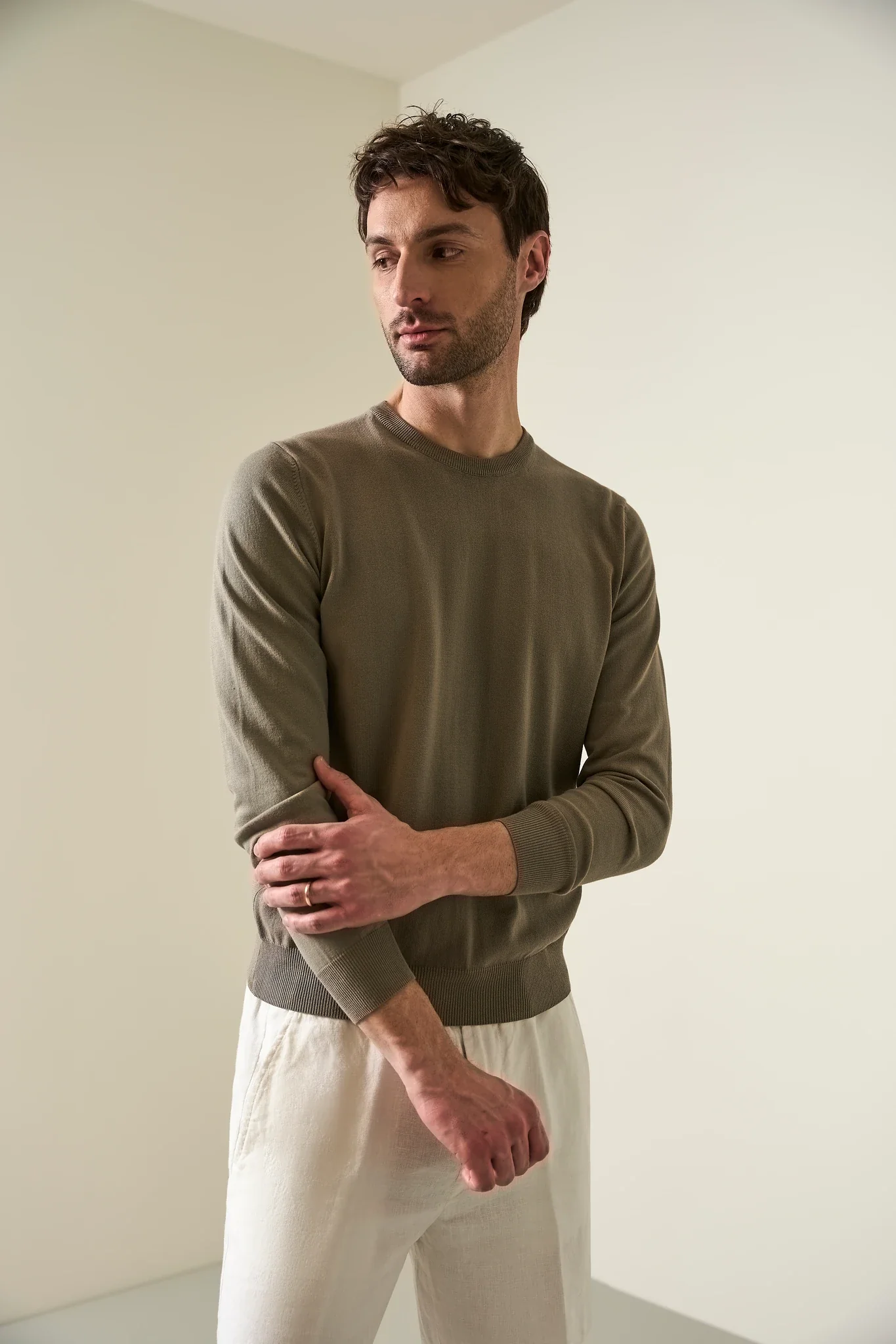 Maglia girocollo cotone fango - Image 3