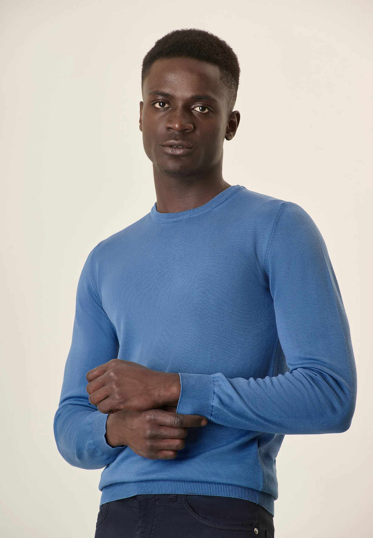 Girocollo azzurro denim cotone - Image 2