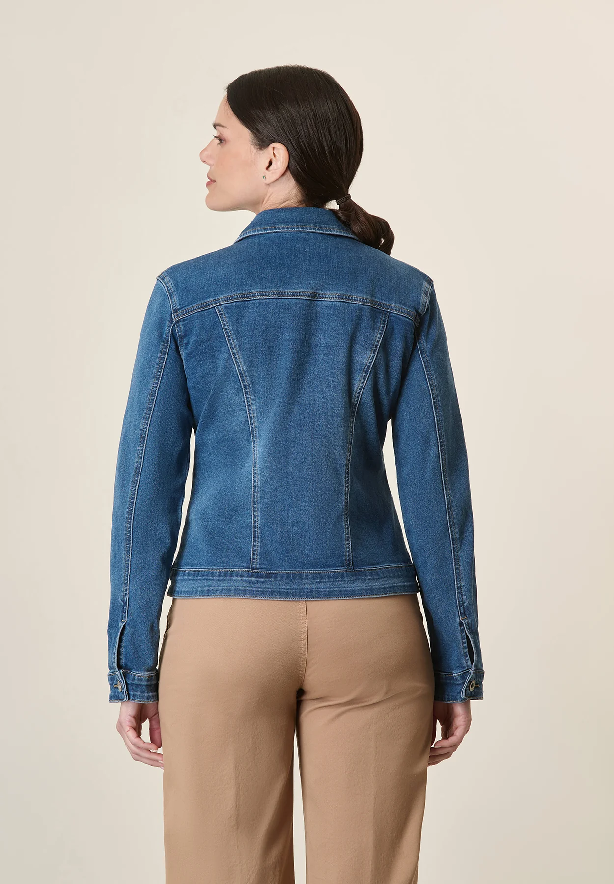 Giubbotto jeans stretch lavaggio medio - Image 3