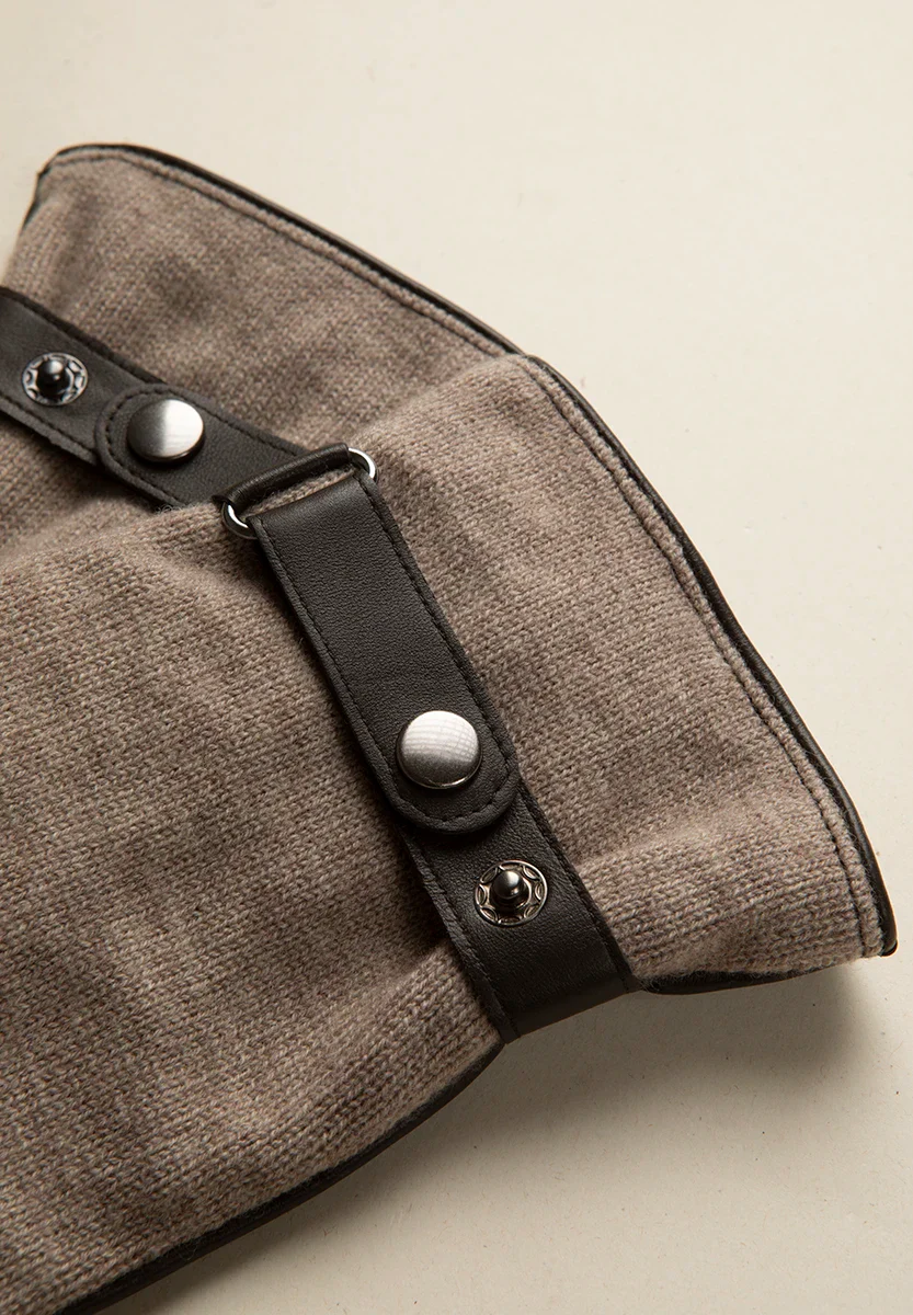 Guanto moro beige con cinturino pelle e lana - Image 2