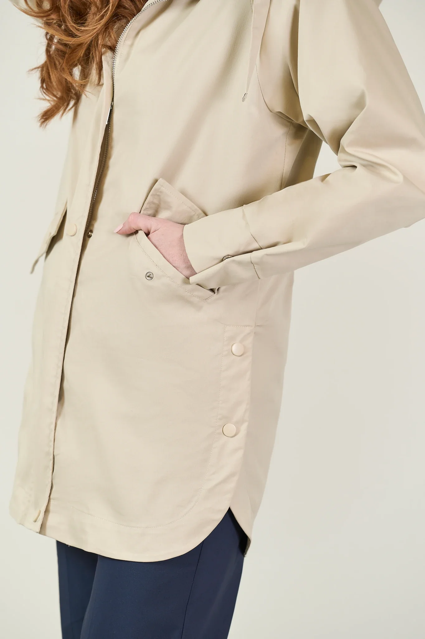 Jacket panna misto cotone con cappuccio - Image 5