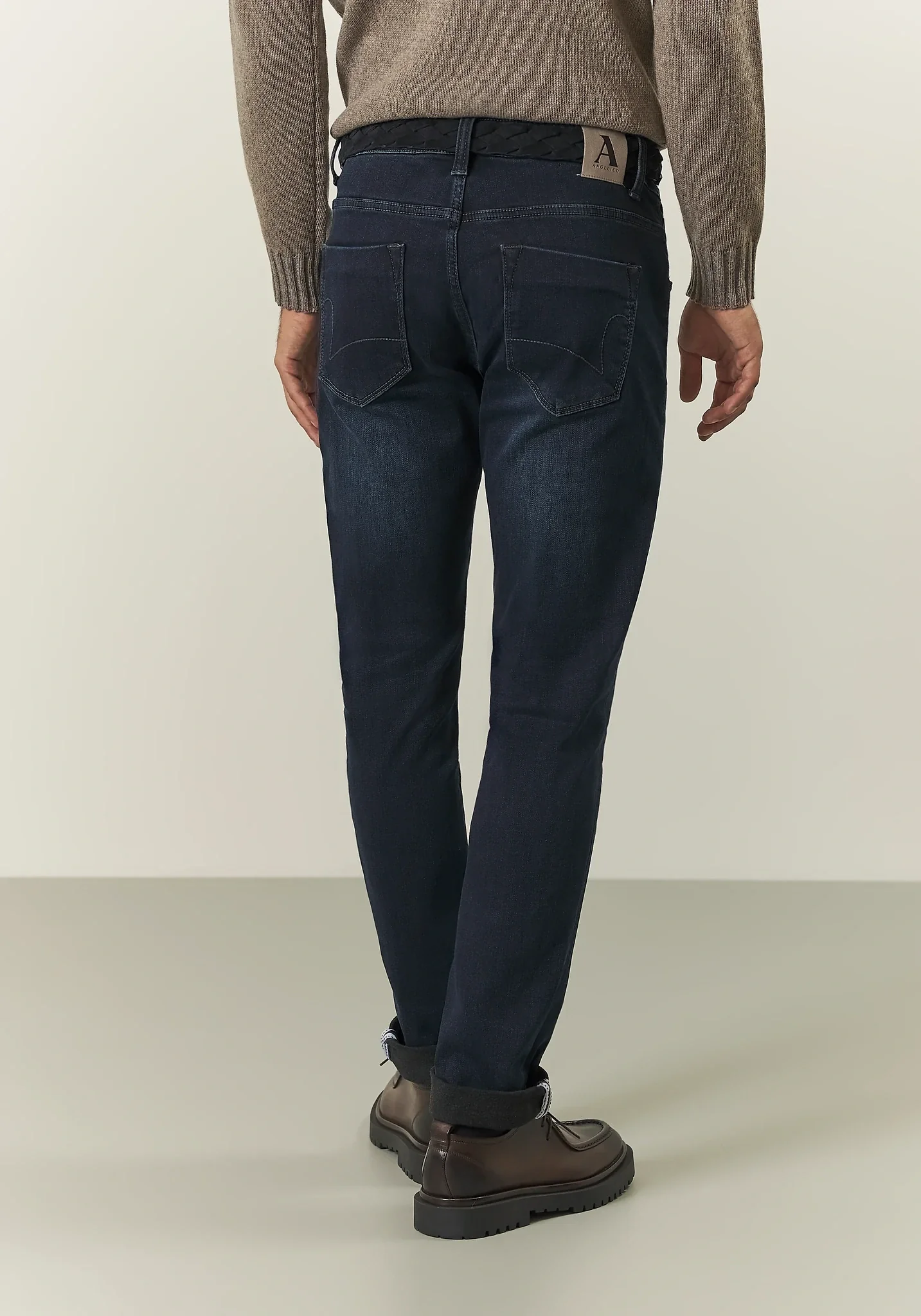 Jeans scuro felpato cotone stretch slim fit - Image 5