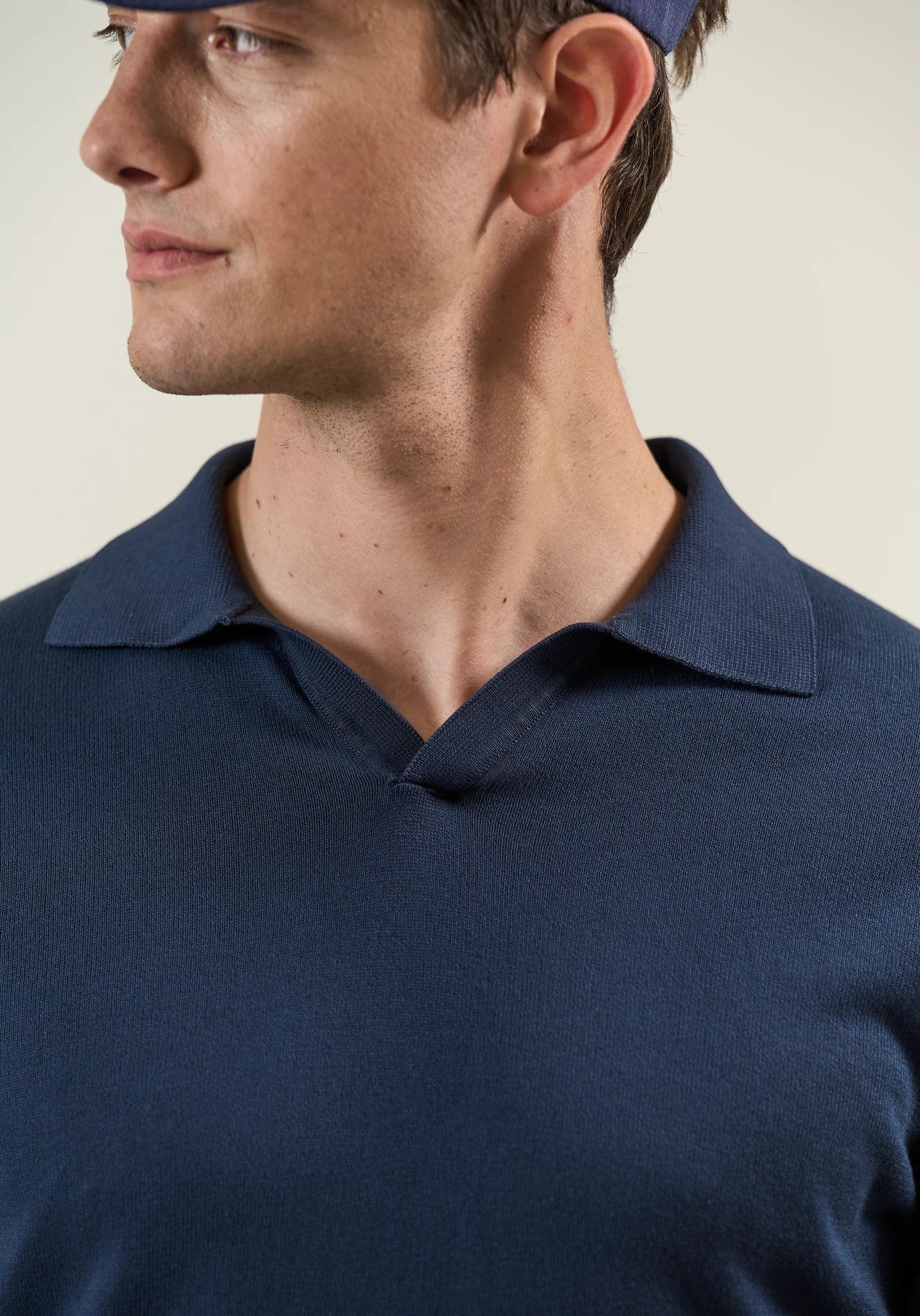 Maglia polo blu derby cotone crepe - Image 2