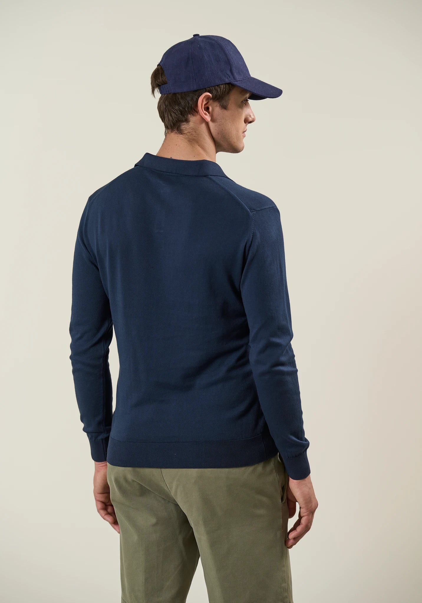 Maglia polo blu derby cotone crepe - Image 5