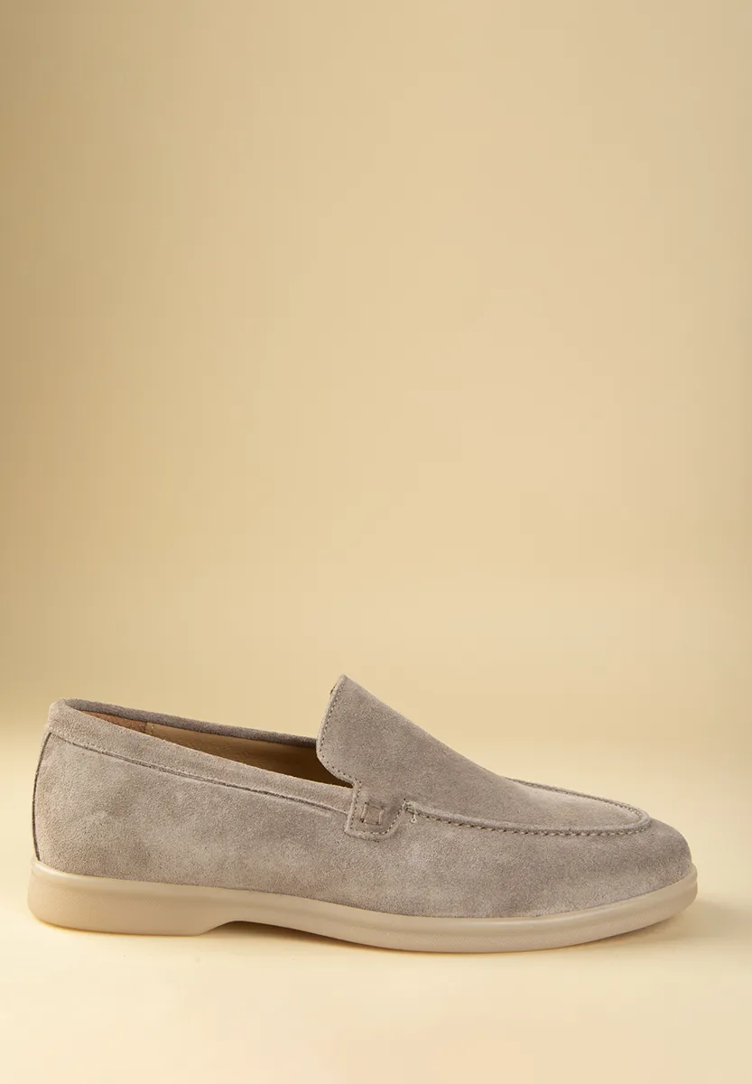 Mocassini beige slip-on pelle scamosciata - Image 2