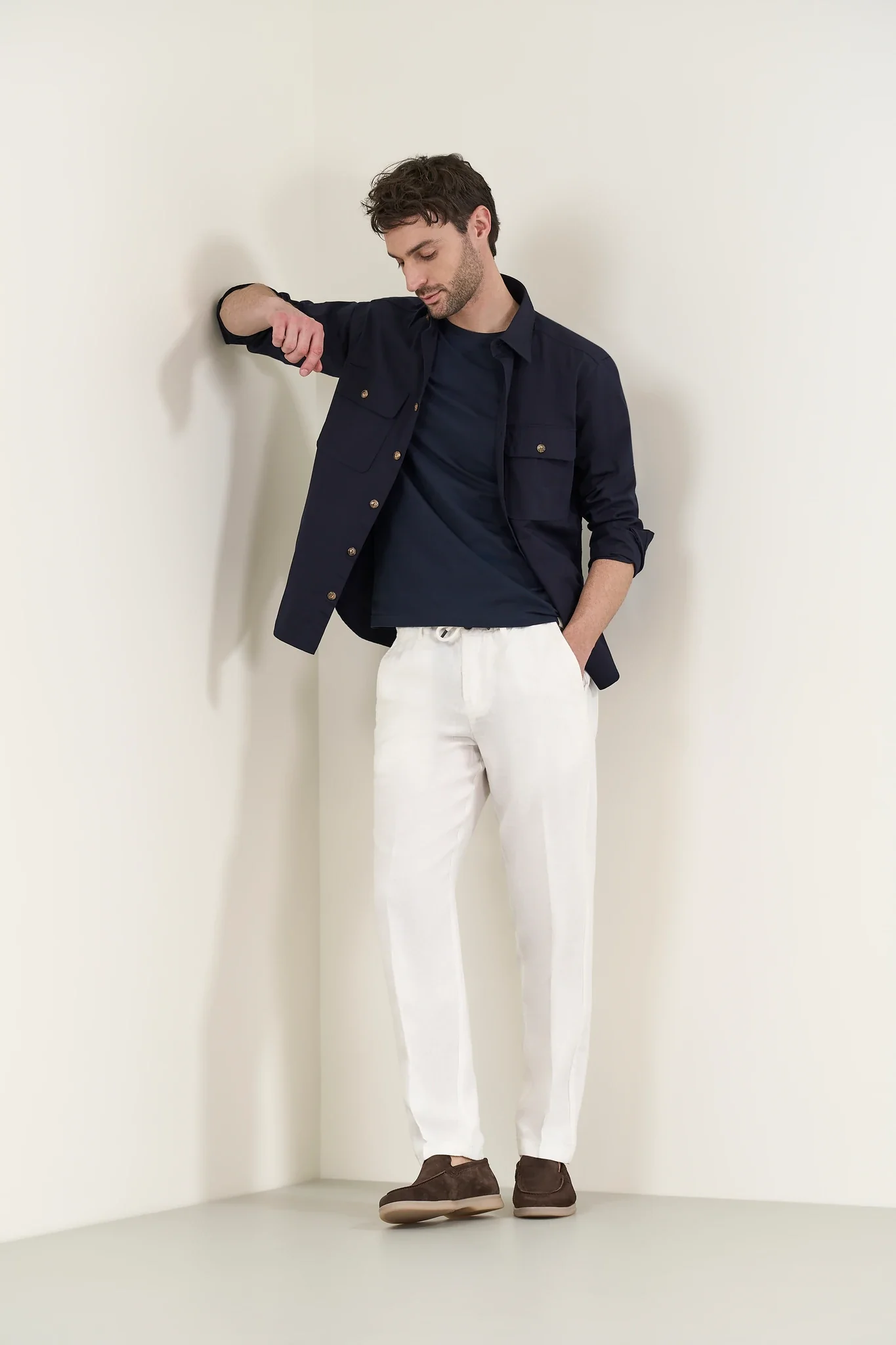 Overshirt blu gabardina cotone