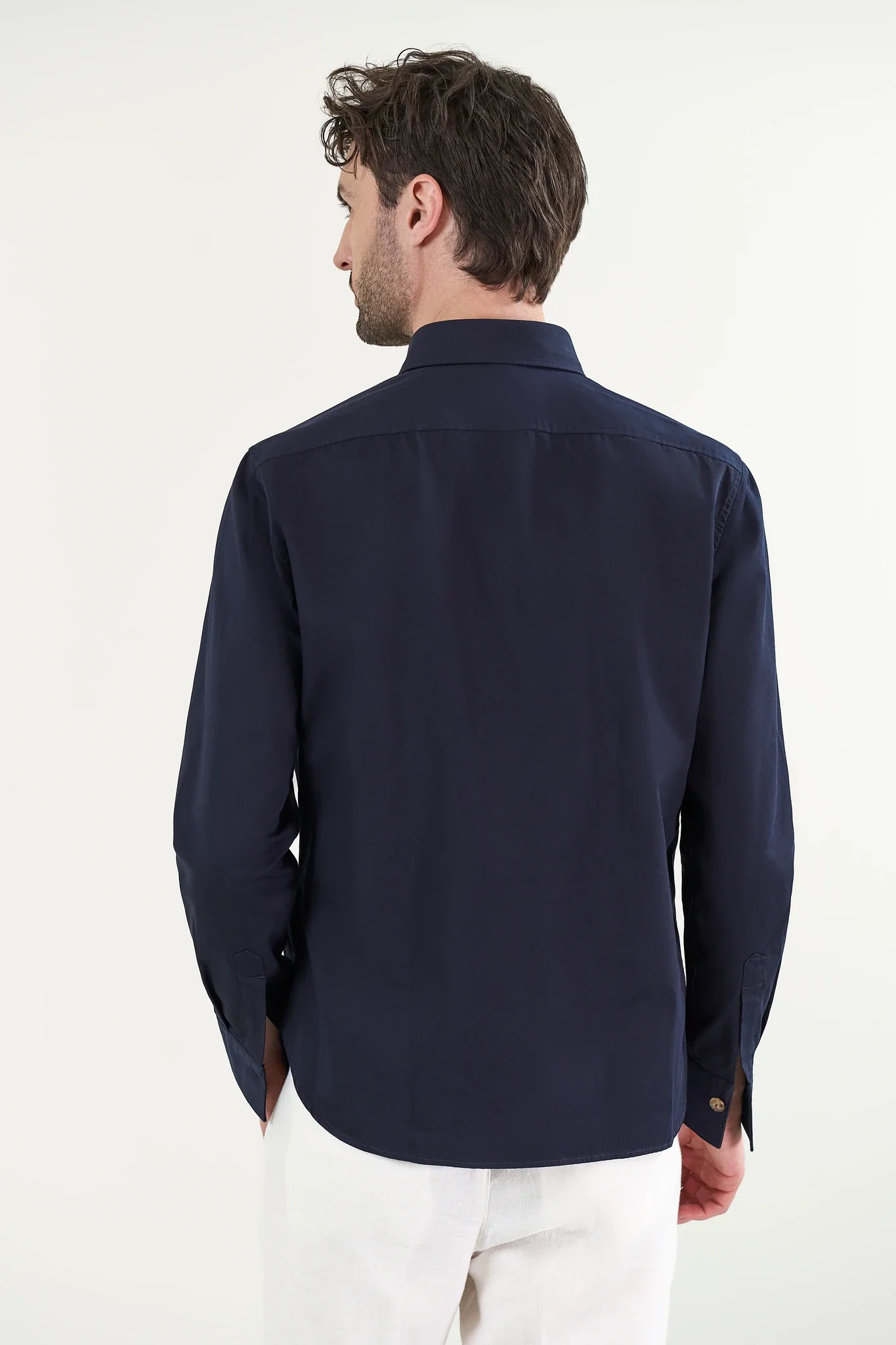 Overshirt blu gabardina cotone - Image 5