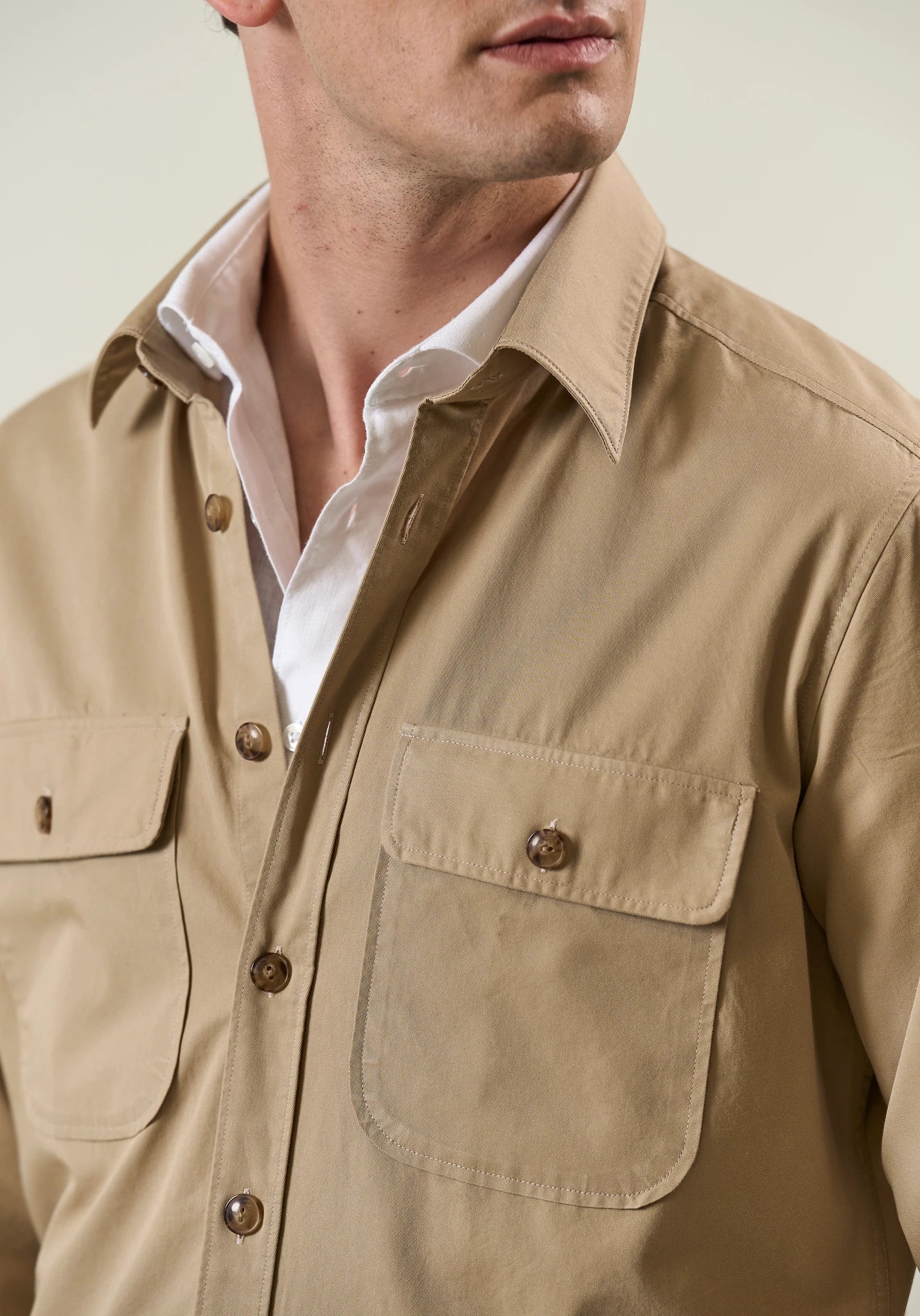 Overshirt sabbia gabardina cotone - Image 3