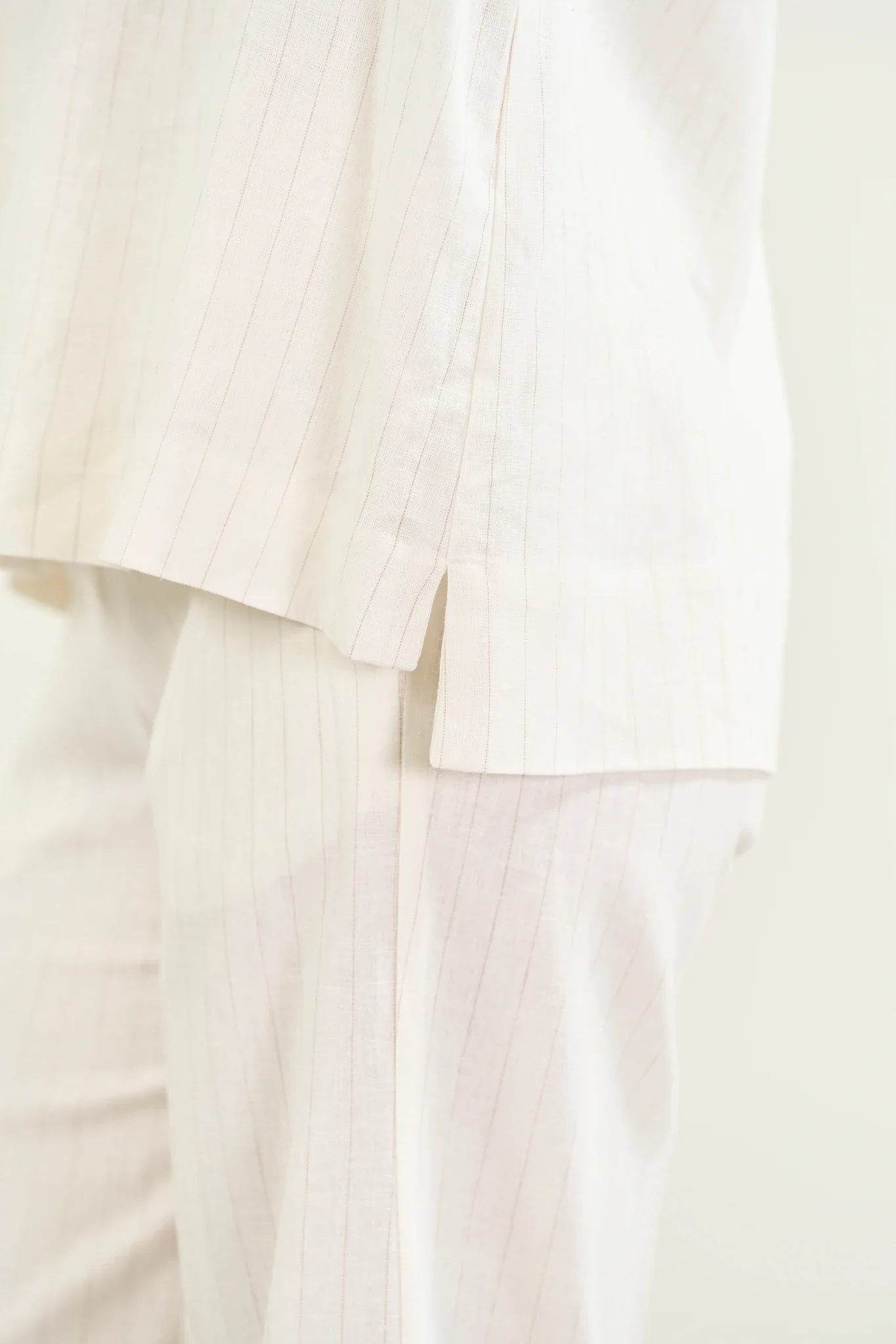 Overshirt panna gessato lino viscosa - Image 4