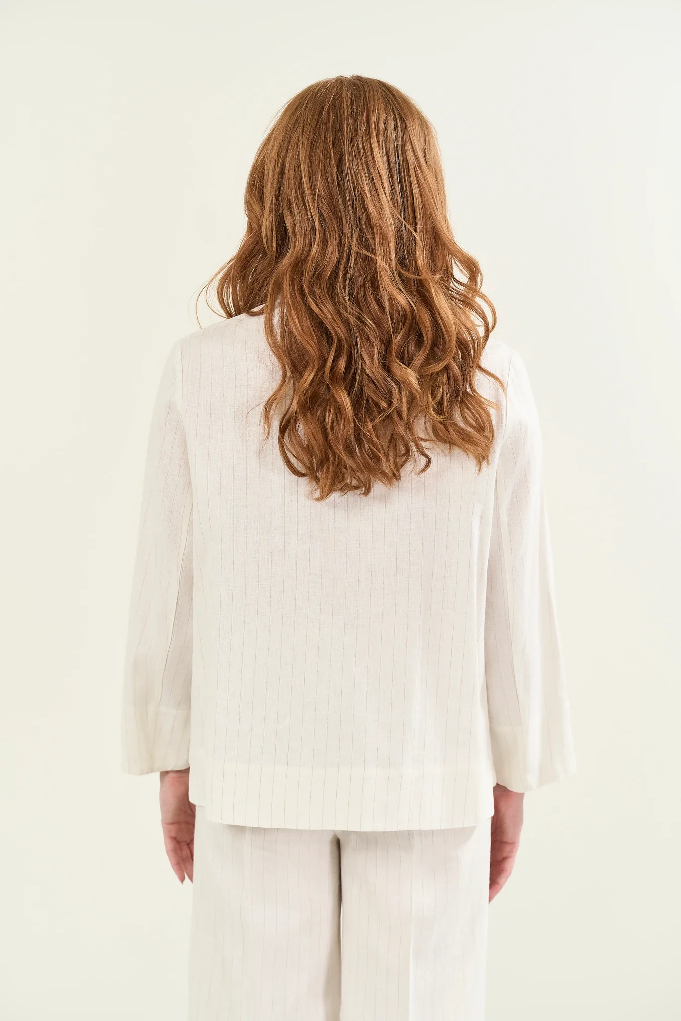 Overshirt panna gessato lino viscosa - Image 6