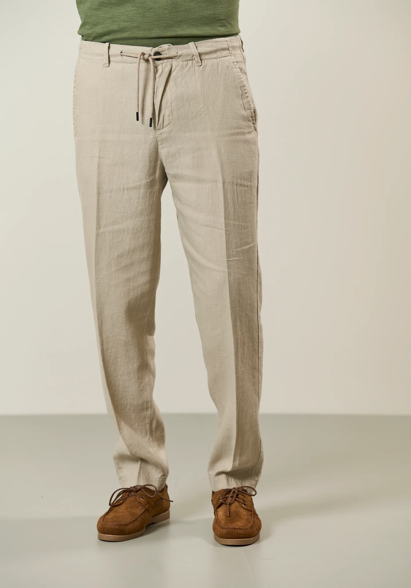 Pantalone beige lino con coulisse - Image 3