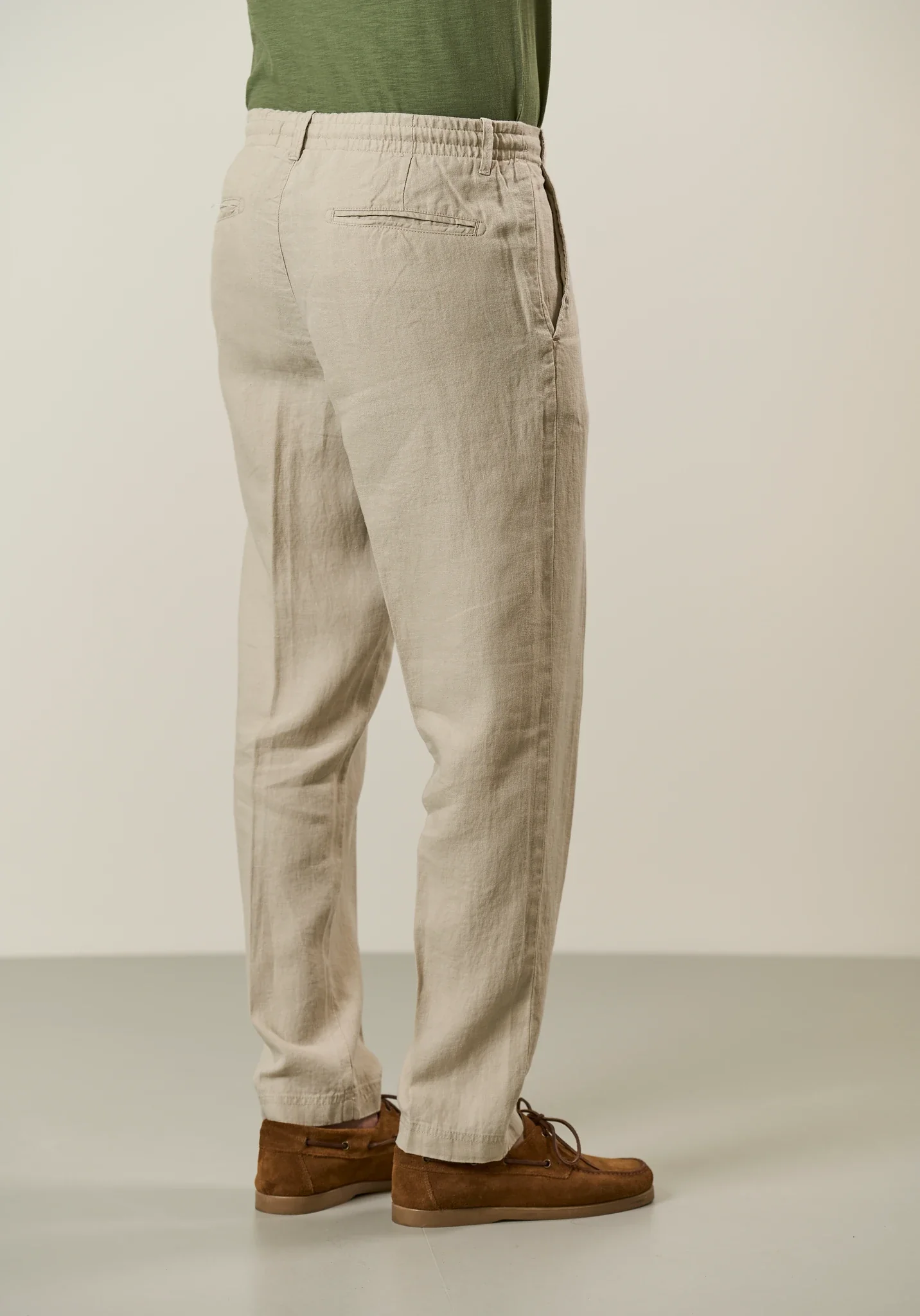 Pantalone beige lino con coulisse - Image 4