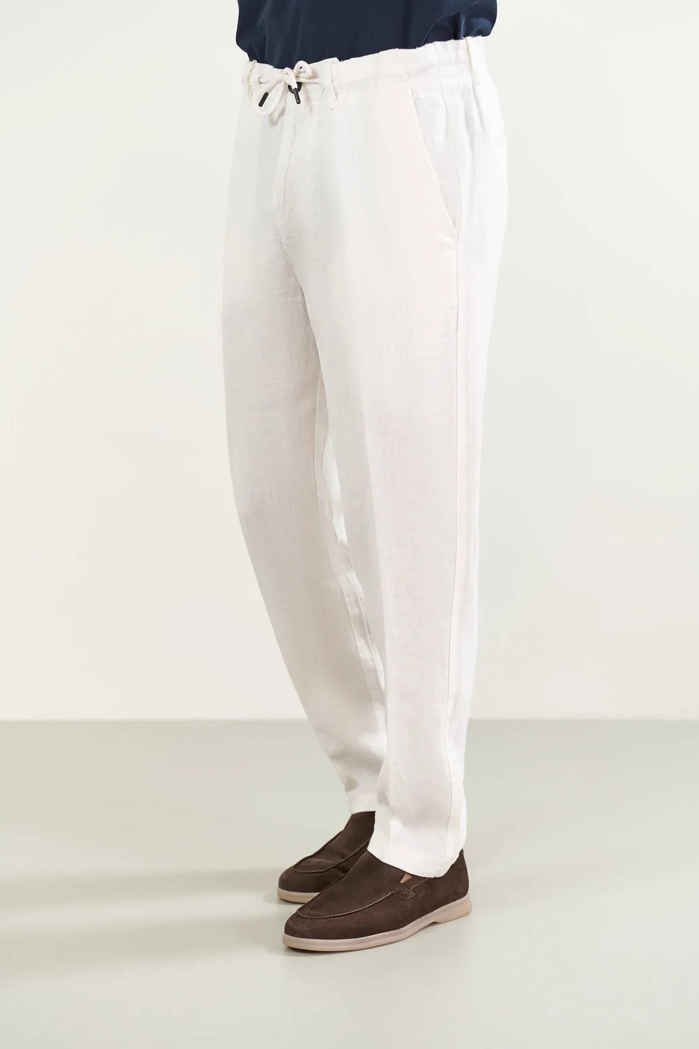 Pantalone bianco lino con coulisse