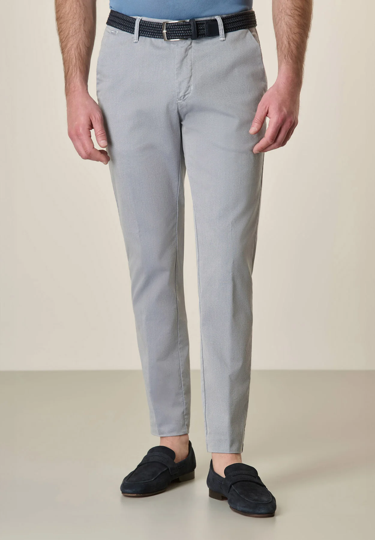 Pantalone blu panna armaturato slim fit