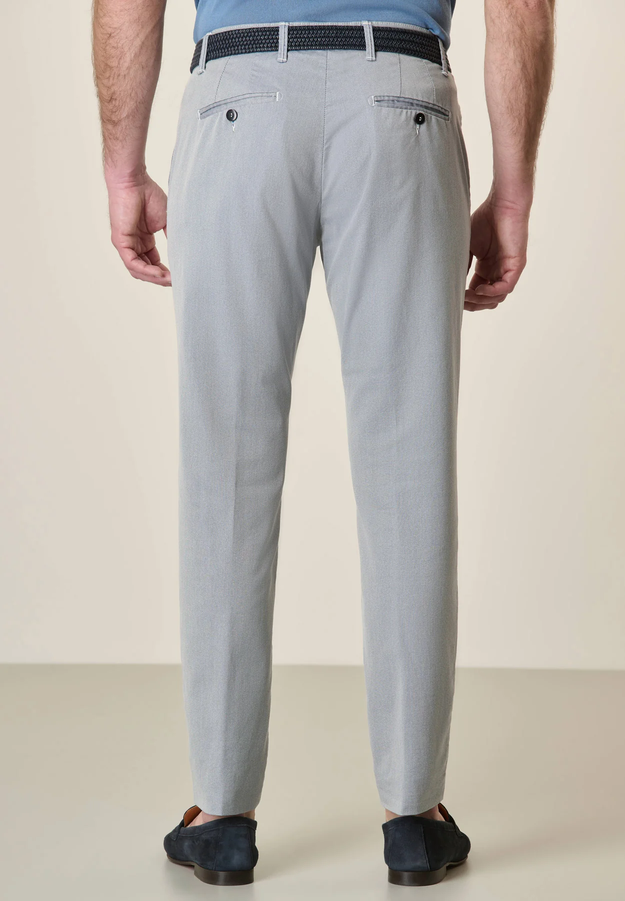 Pantalone blu panna armaturato slim fit - Image 3