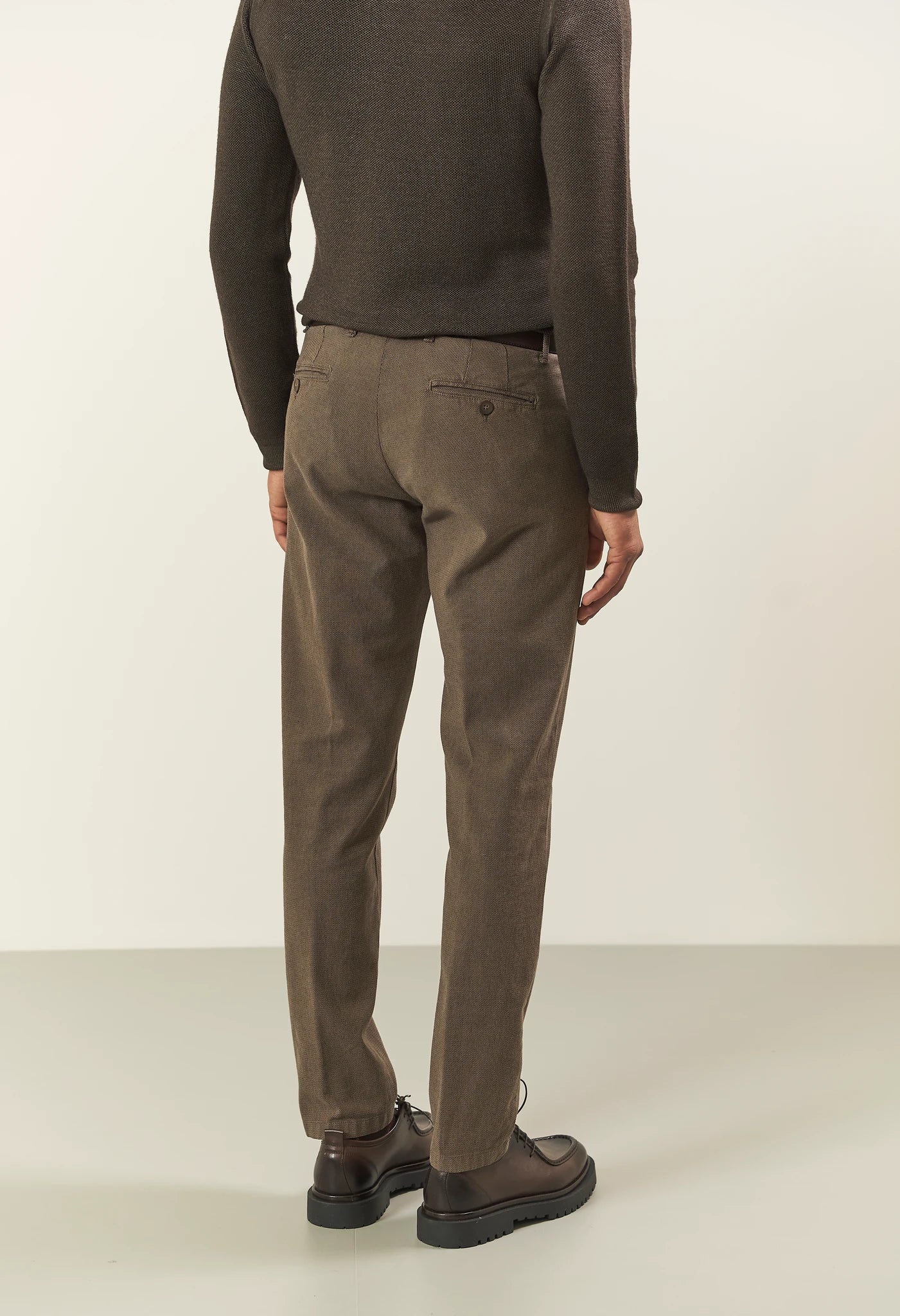 Pantalone marrone armatura cotone stretch slim fit - Image 4