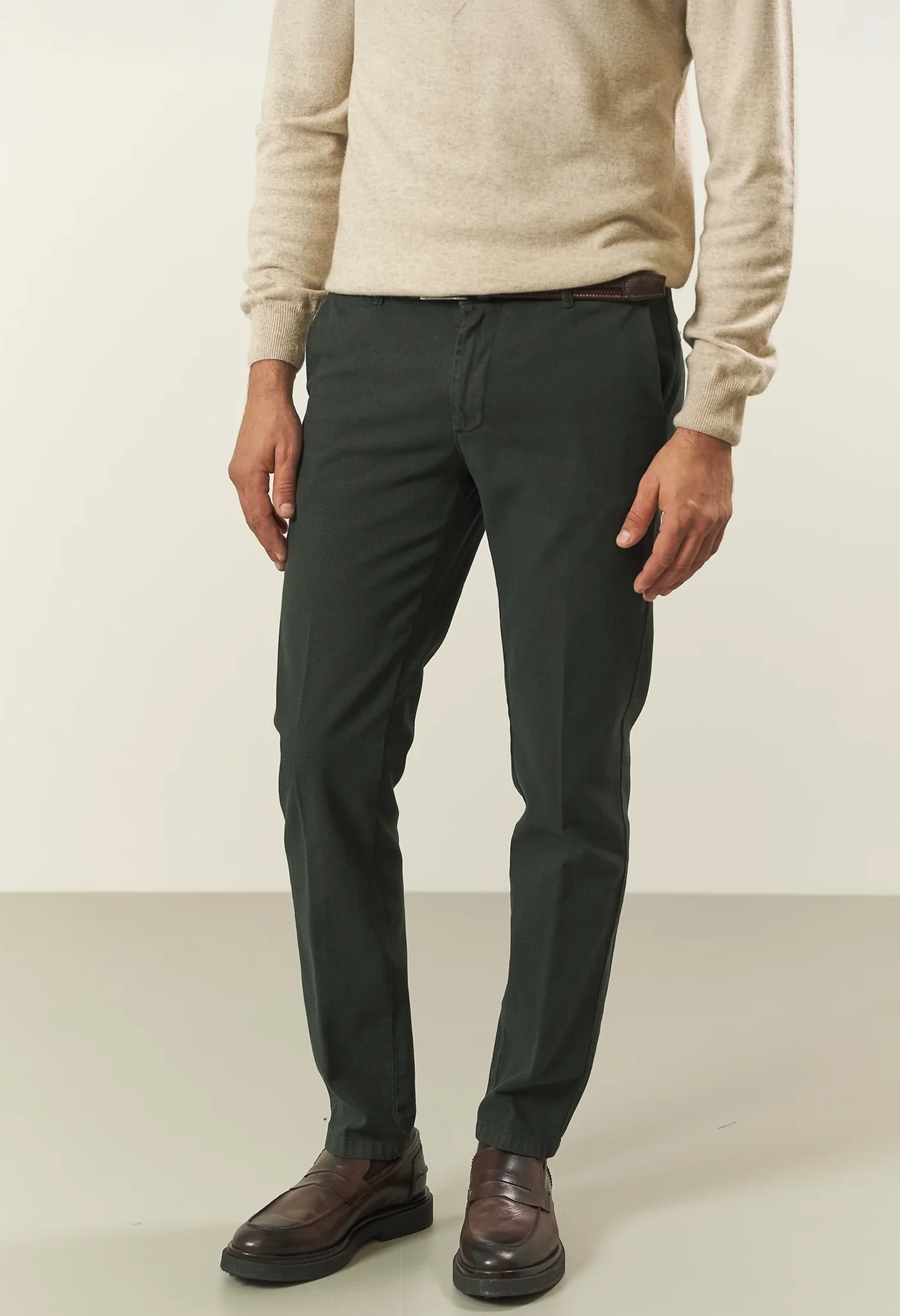 Pantalone verde armatura cotone stretch slim fit