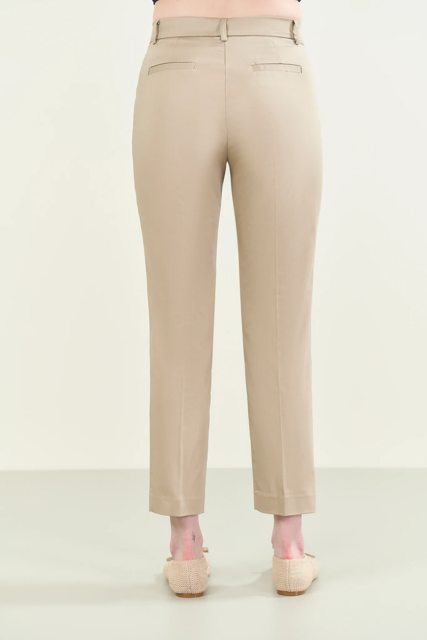 Pantalone beige basico cotone stretch - Image 3