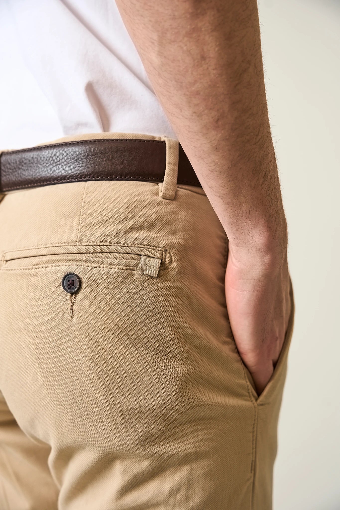 Pantalone beige chinos cotone stretch armatura custom fit - Image 2
