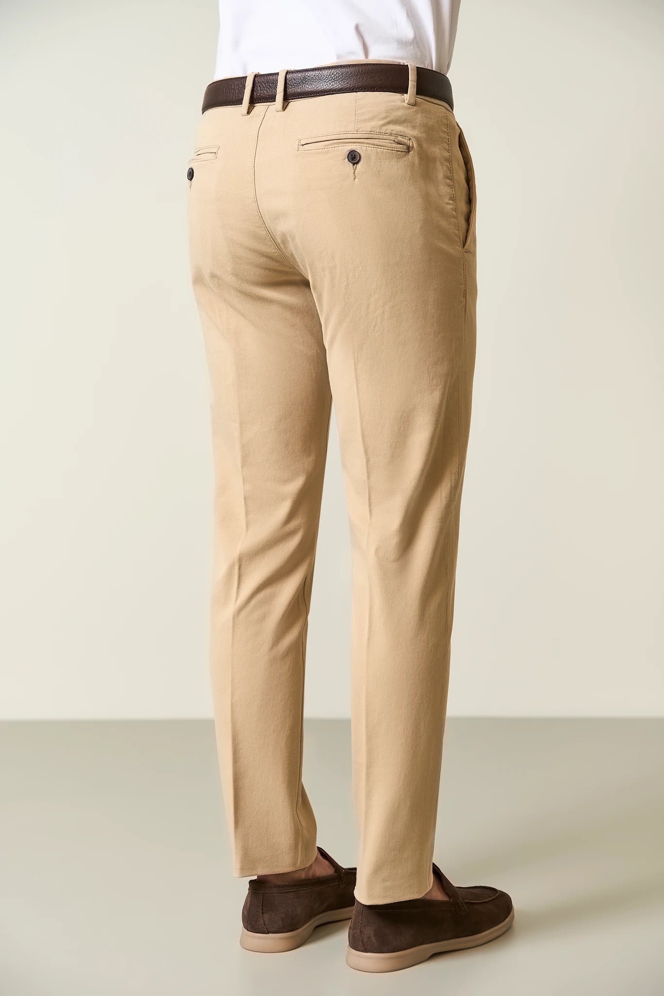 Pantalone beige chinos cotone stretch armatura custom fit - Image 3