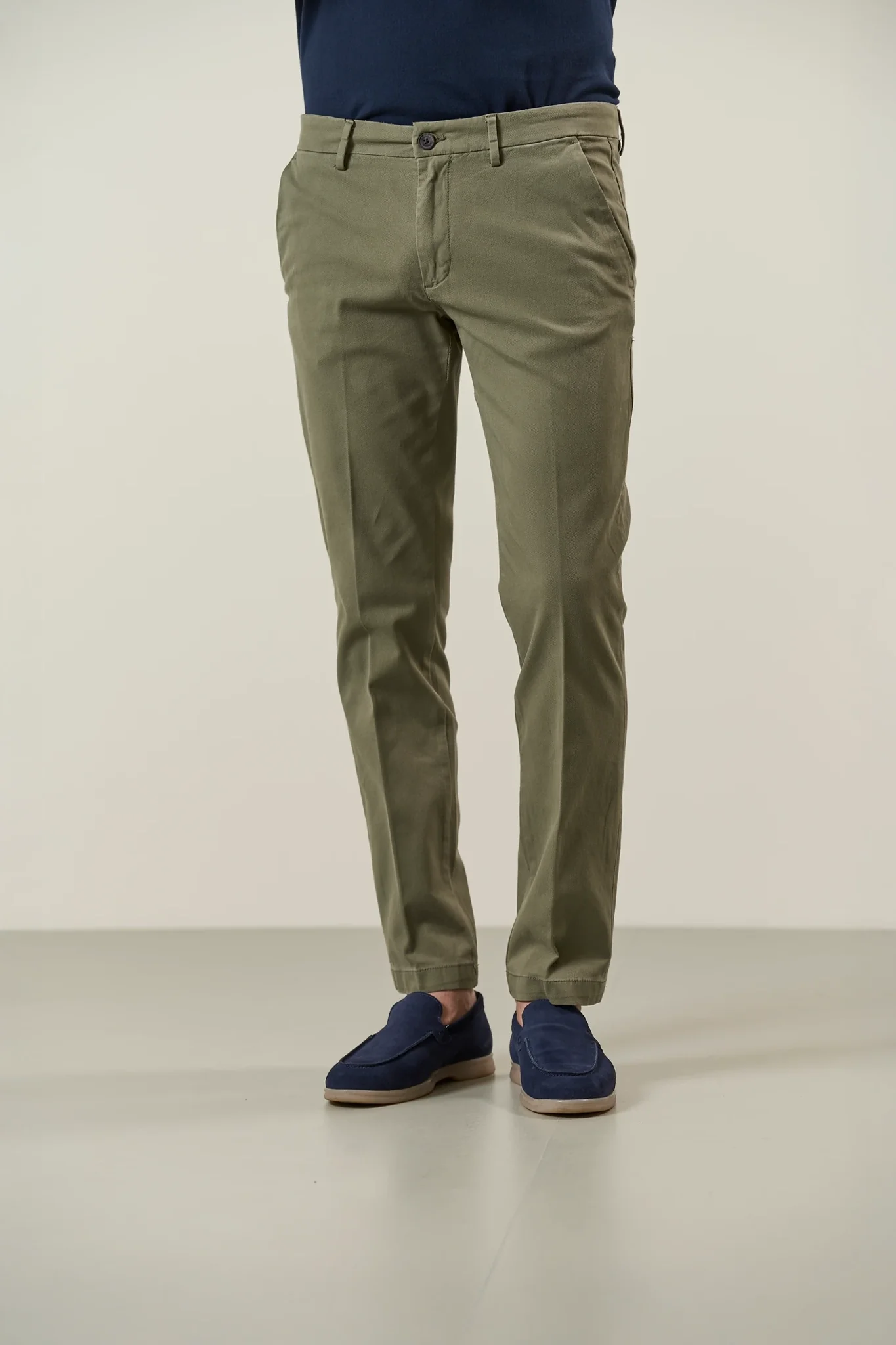 Pantalone verde chinos cotone stretch armatura custom fit