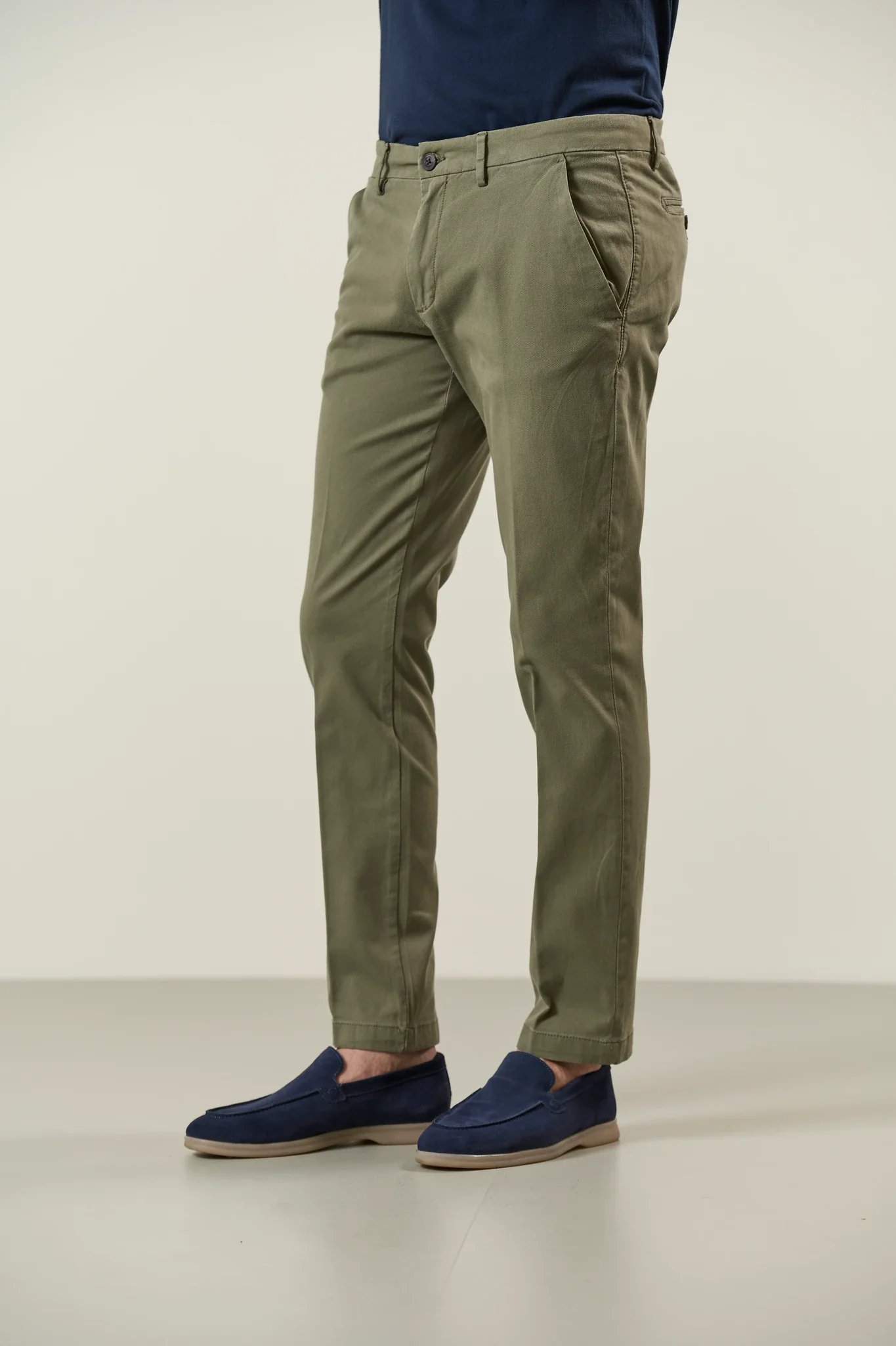Pantalone verde chinos cotone stretch armatura custom fit - Image 3