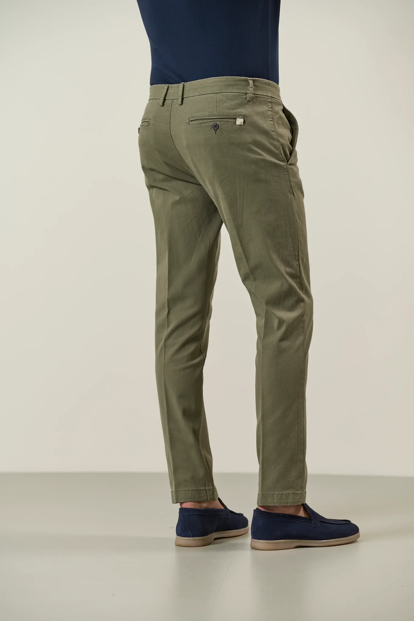 Pantalone verde chinos cotone stretch armatura custom fit - Image 4