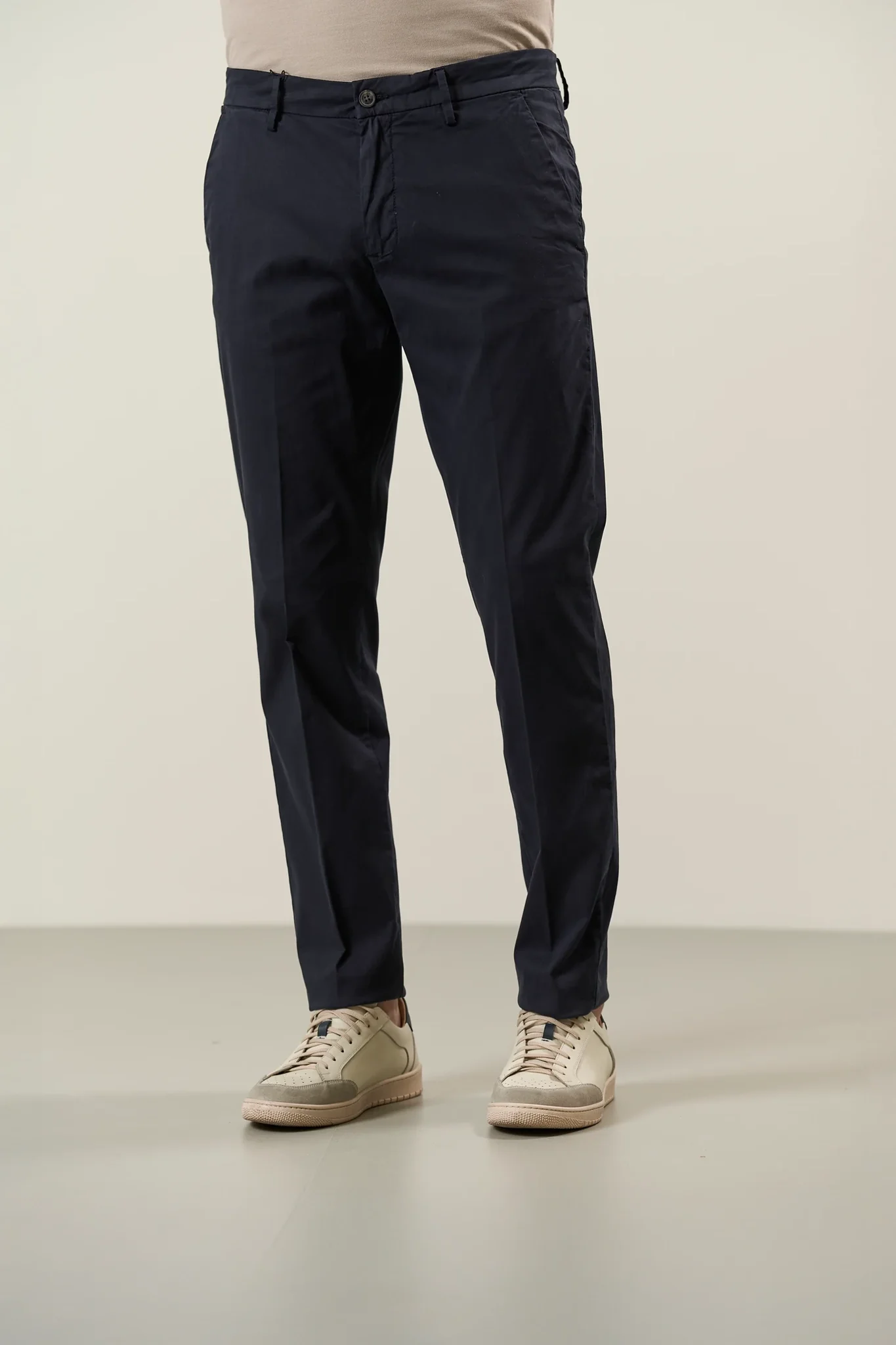 Pantalone blu chinos cotone tencel stretch